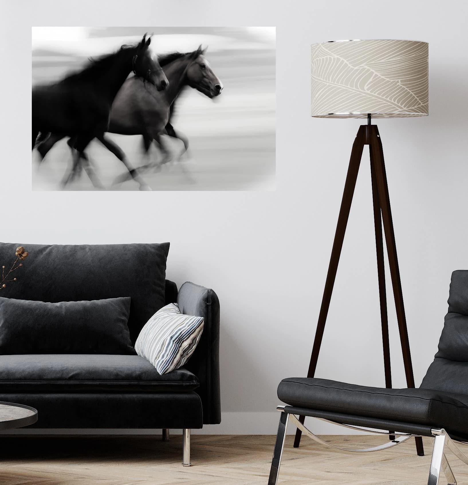 QUEENCE Wandsticker Horses Schwarz Selbstklebend Wandtattoo
