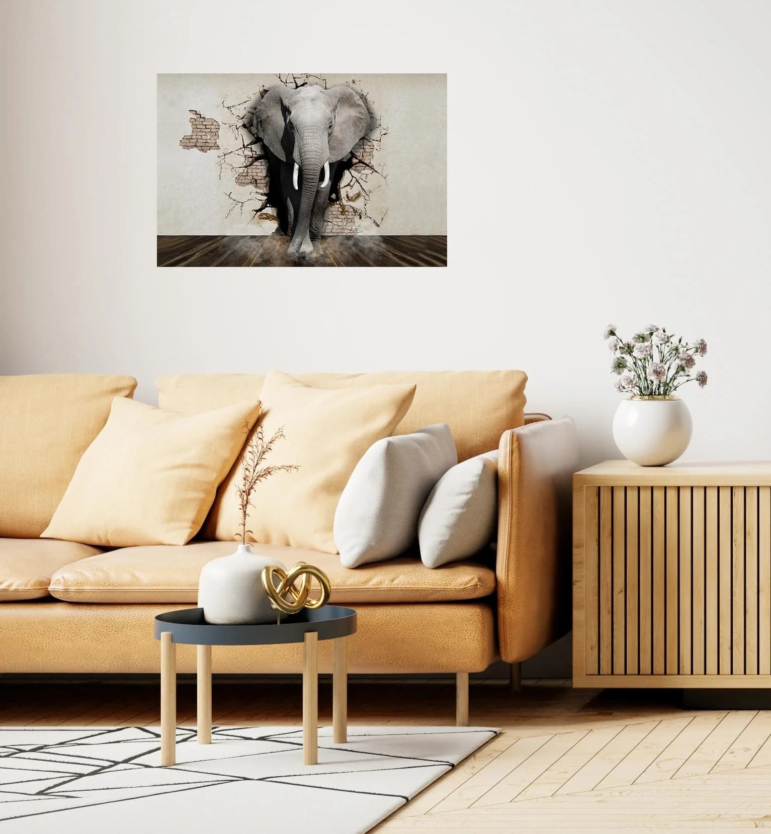 QUEENCE Wandsticker Elefant Grau Selbstklebend