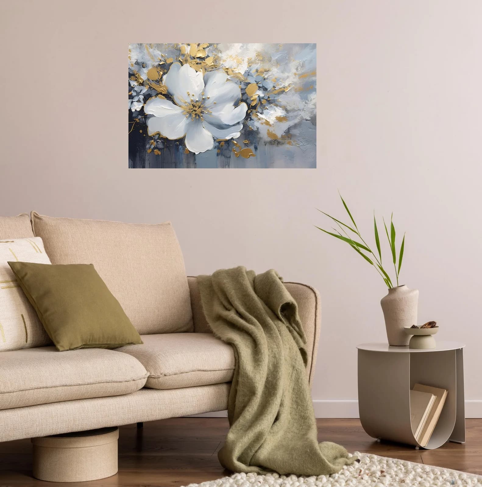 QUEENCE Wandsticker The golden Flower Grau Wandtattoo