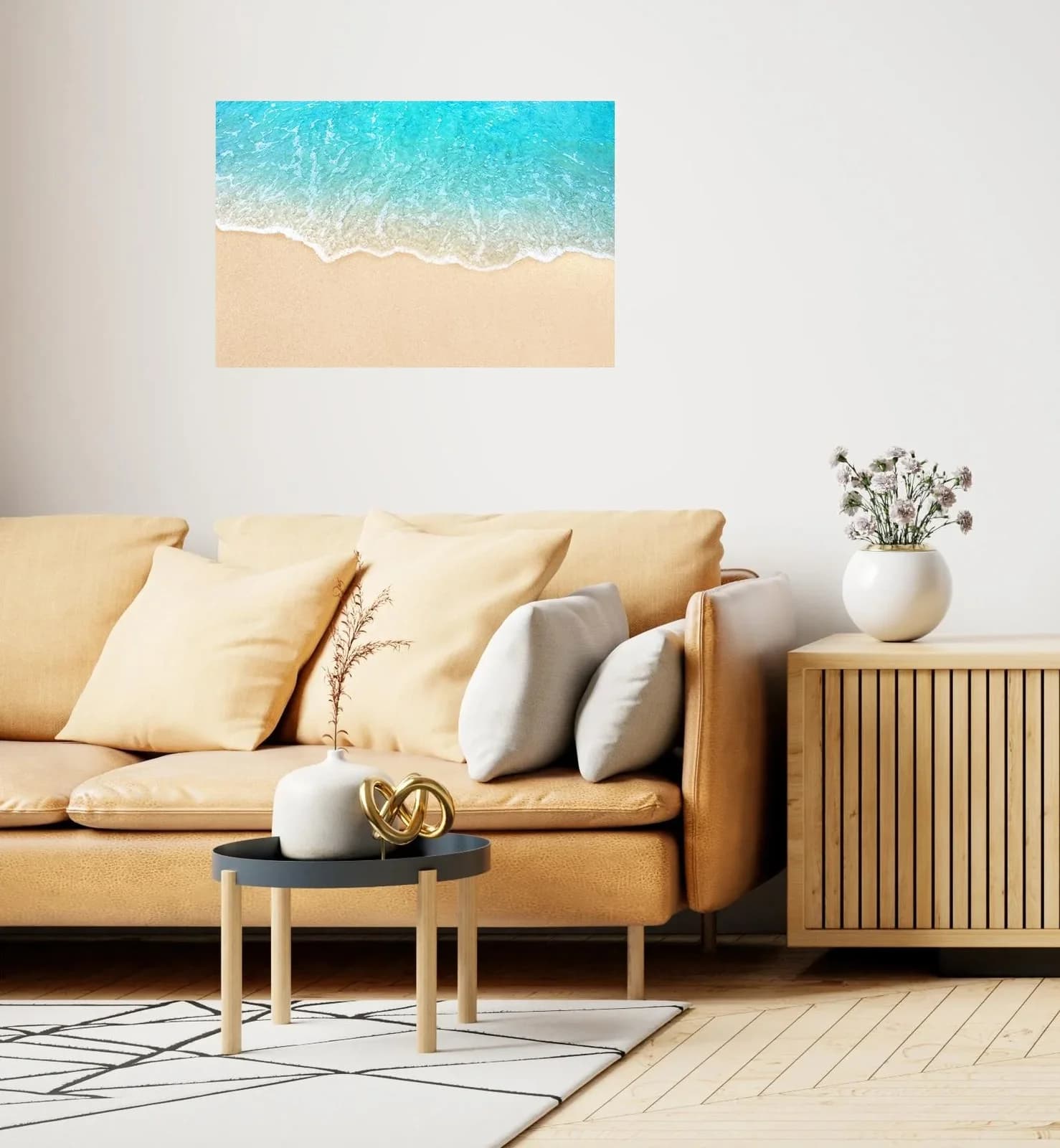 QUEENCE Wandsticker Beach türkis-blau Selbstklebend Wandtattoo