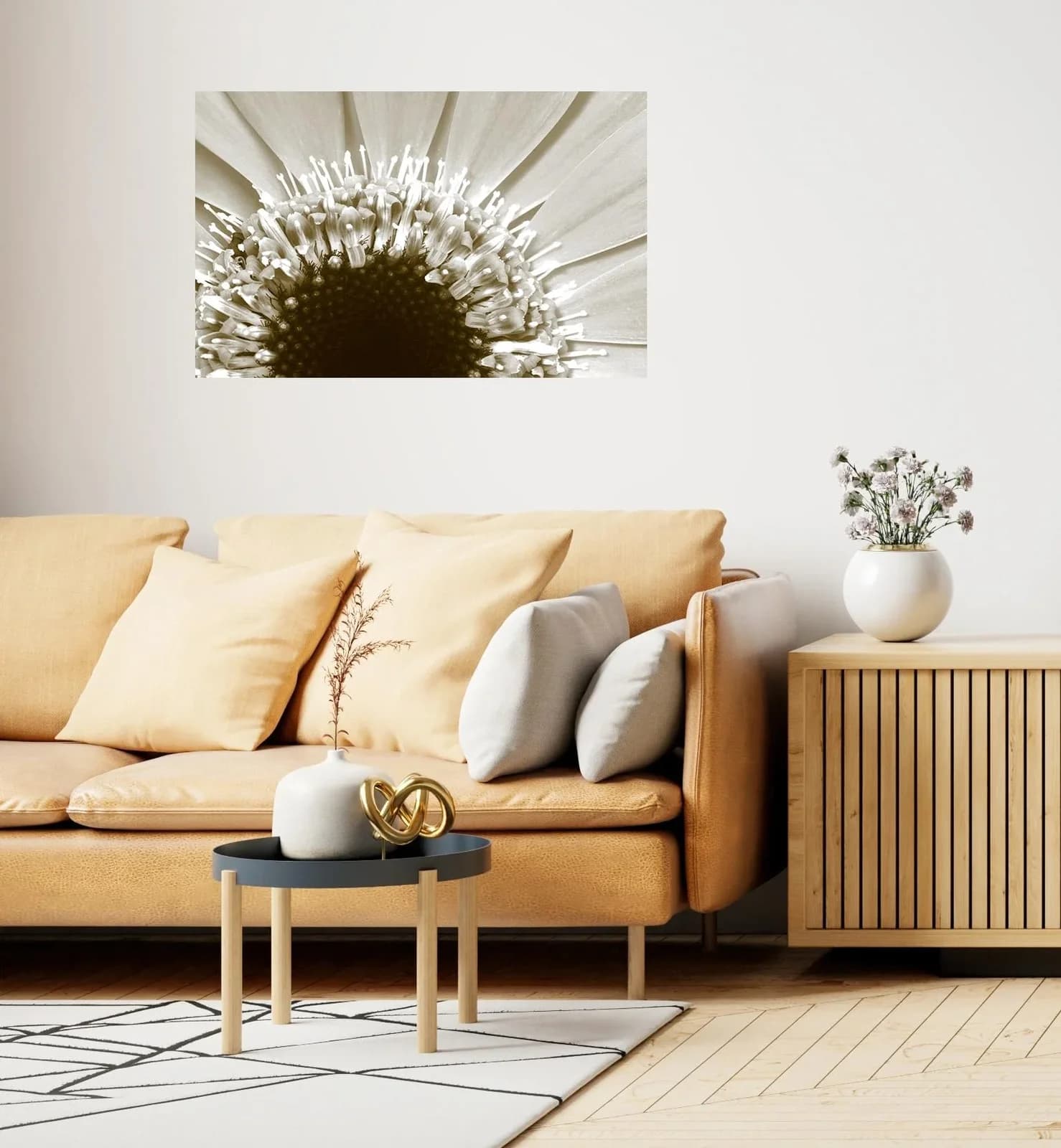 QUEENCE Wandsticker Sonnenblume Beige Selbstklebend