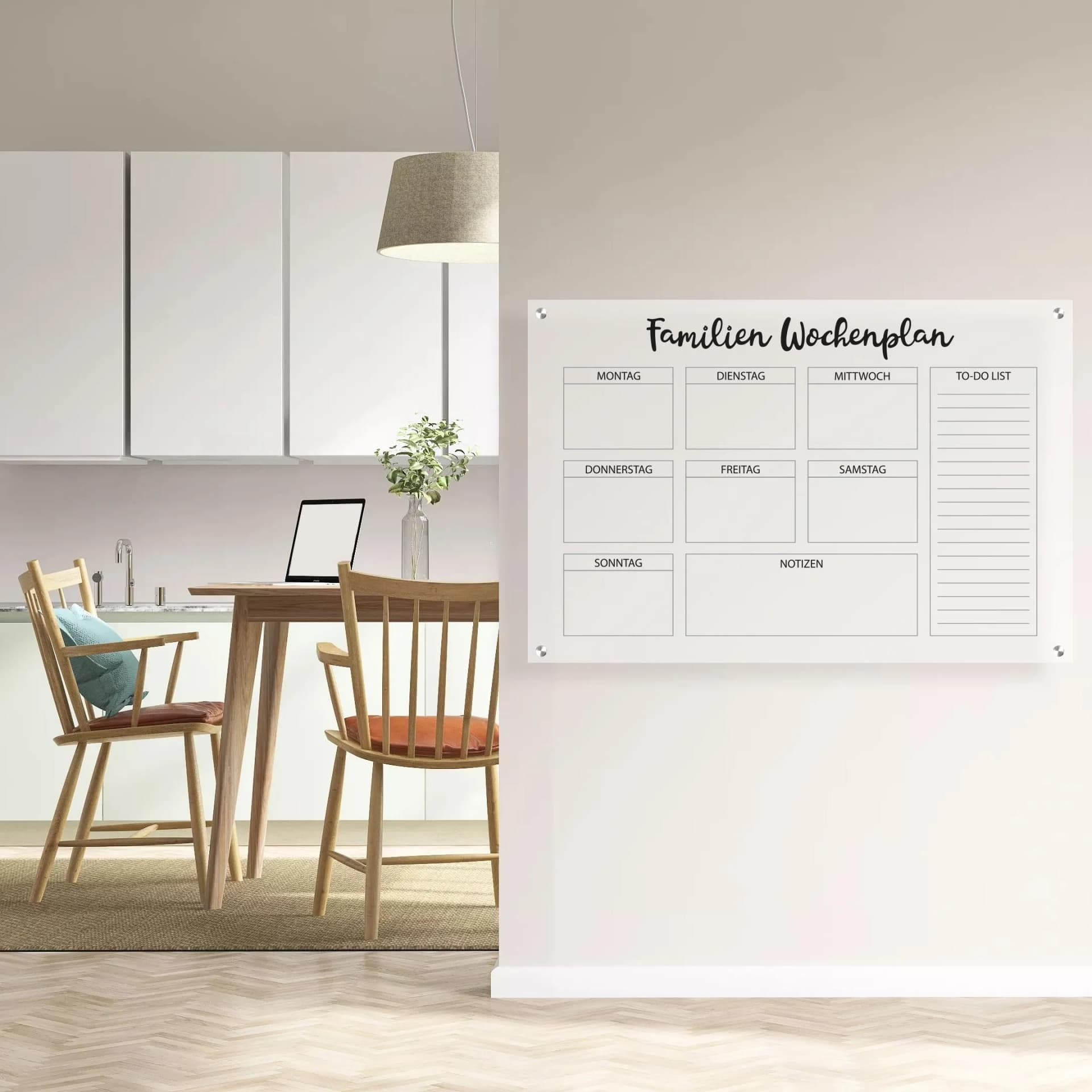 QUEENCE Family Wandplaner Schwarz Acrylglas