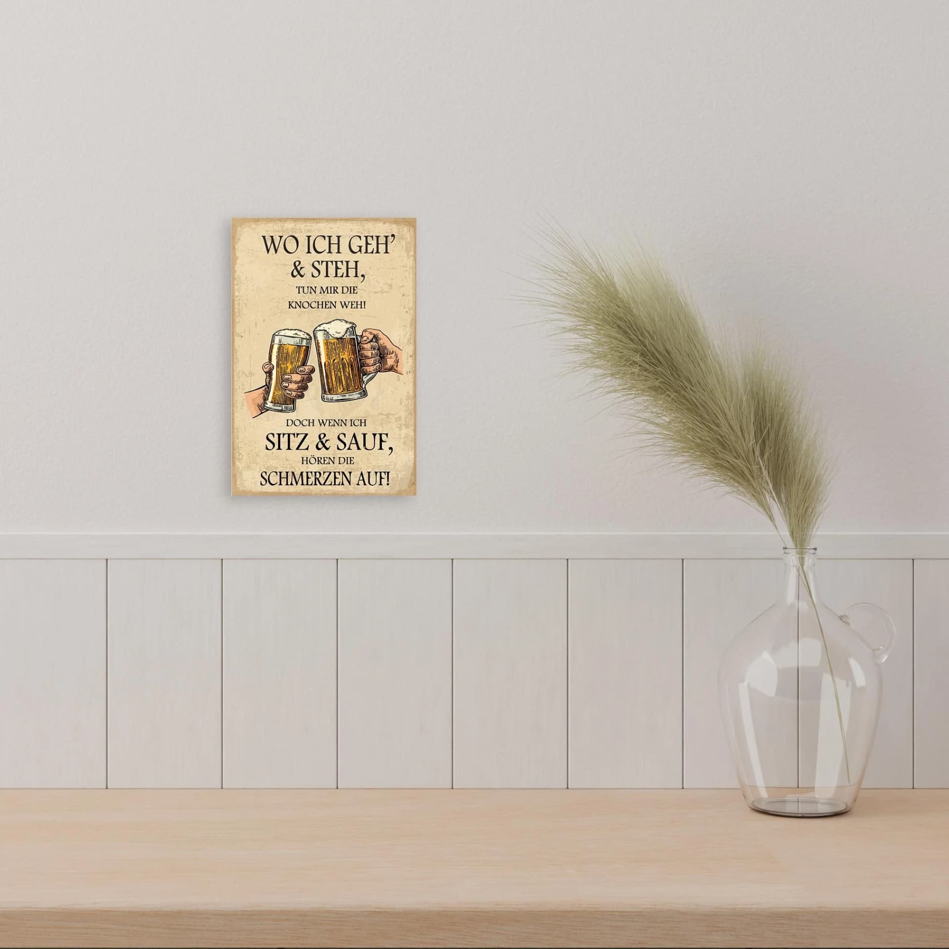 QUEENCE Alu-Dibond-Druck "Bier" Beige