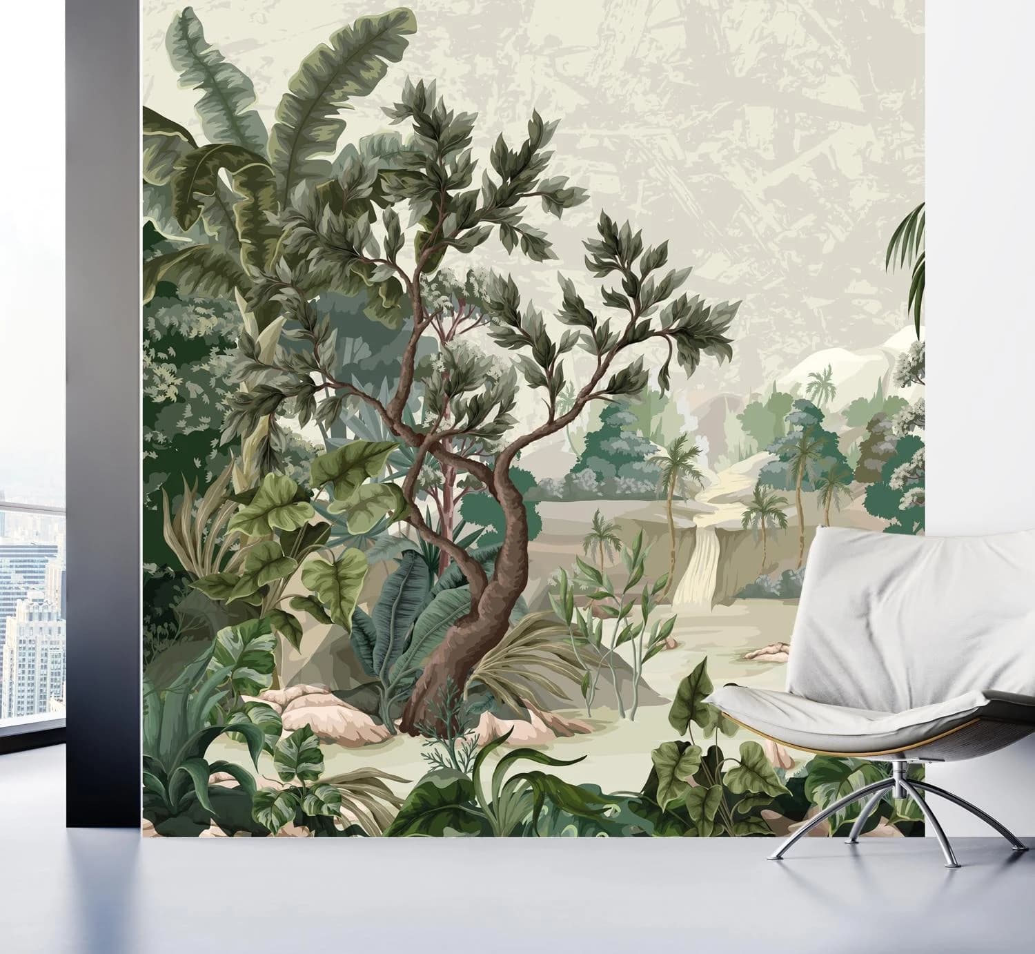 QUEENCE Fototapete Dschungel beige selbstklebend Vinyl