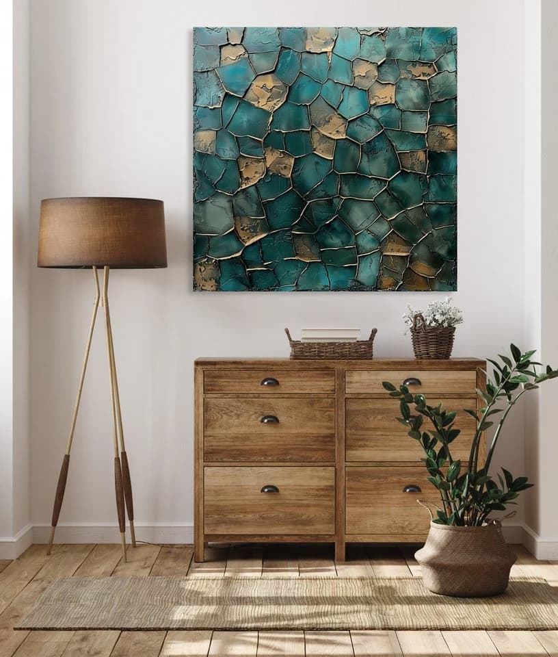 queence Acrylglasbild Mosaik in Türkis, Abstrakt, Fine Art-Print in Galeriequalität - Bild 2