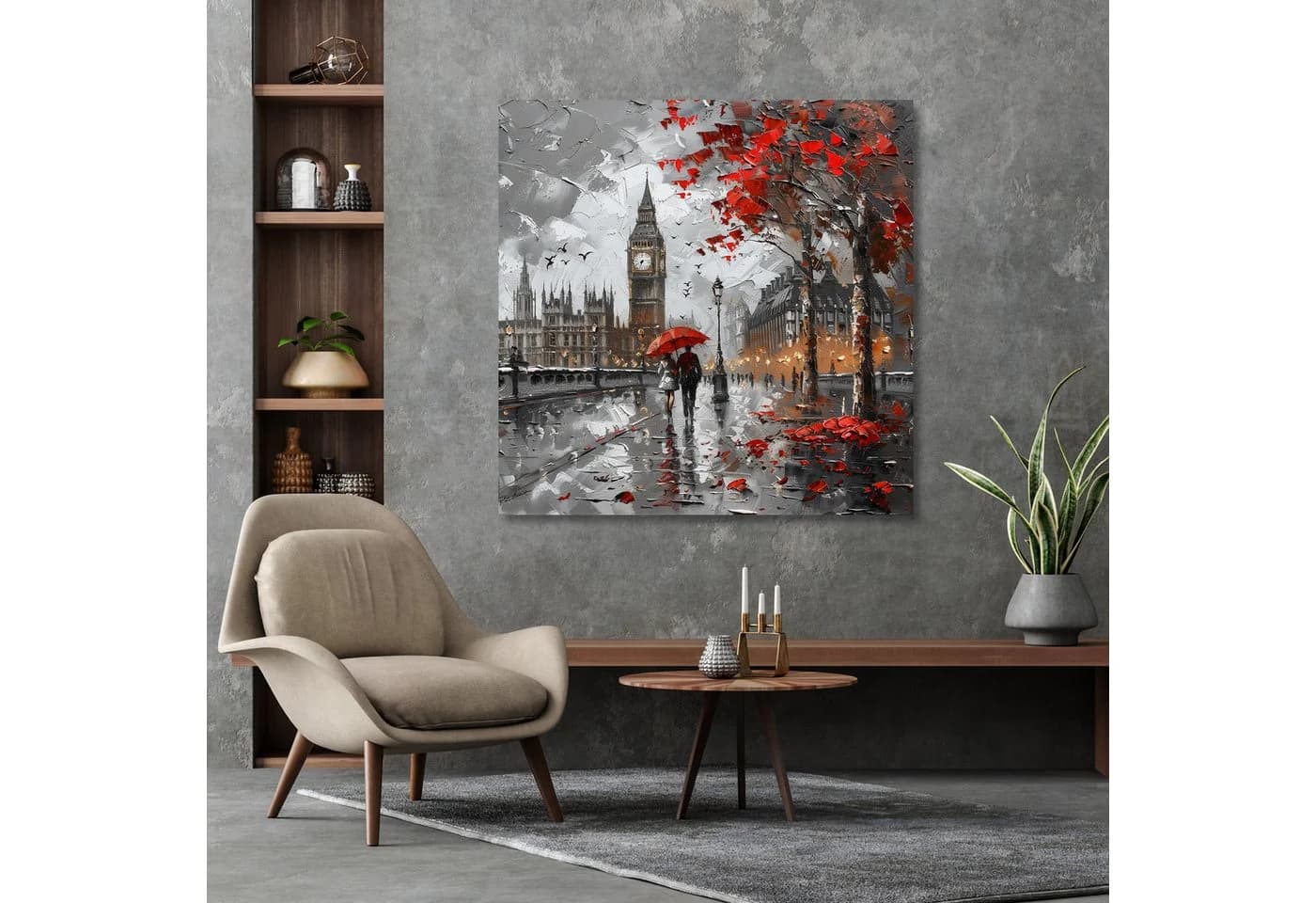 QUEENCE Leinwandbild Big Ben im Herbst 60x60 cm - Bild 3