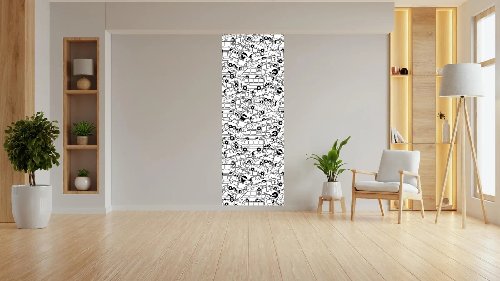 QUEENCE Wandsticker Fahrzeuge Weiß DIY zum Ausmalen Vinyl