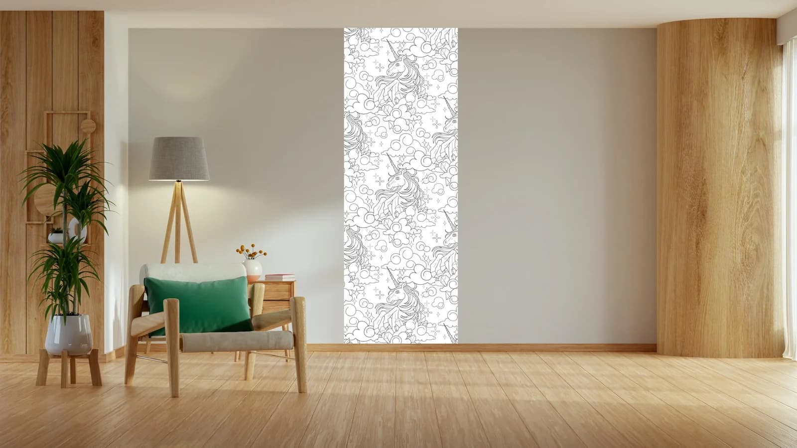 QUEENCE Wandsticker Einhörner in den Wolken Weiß DIY zum Ausmalen
