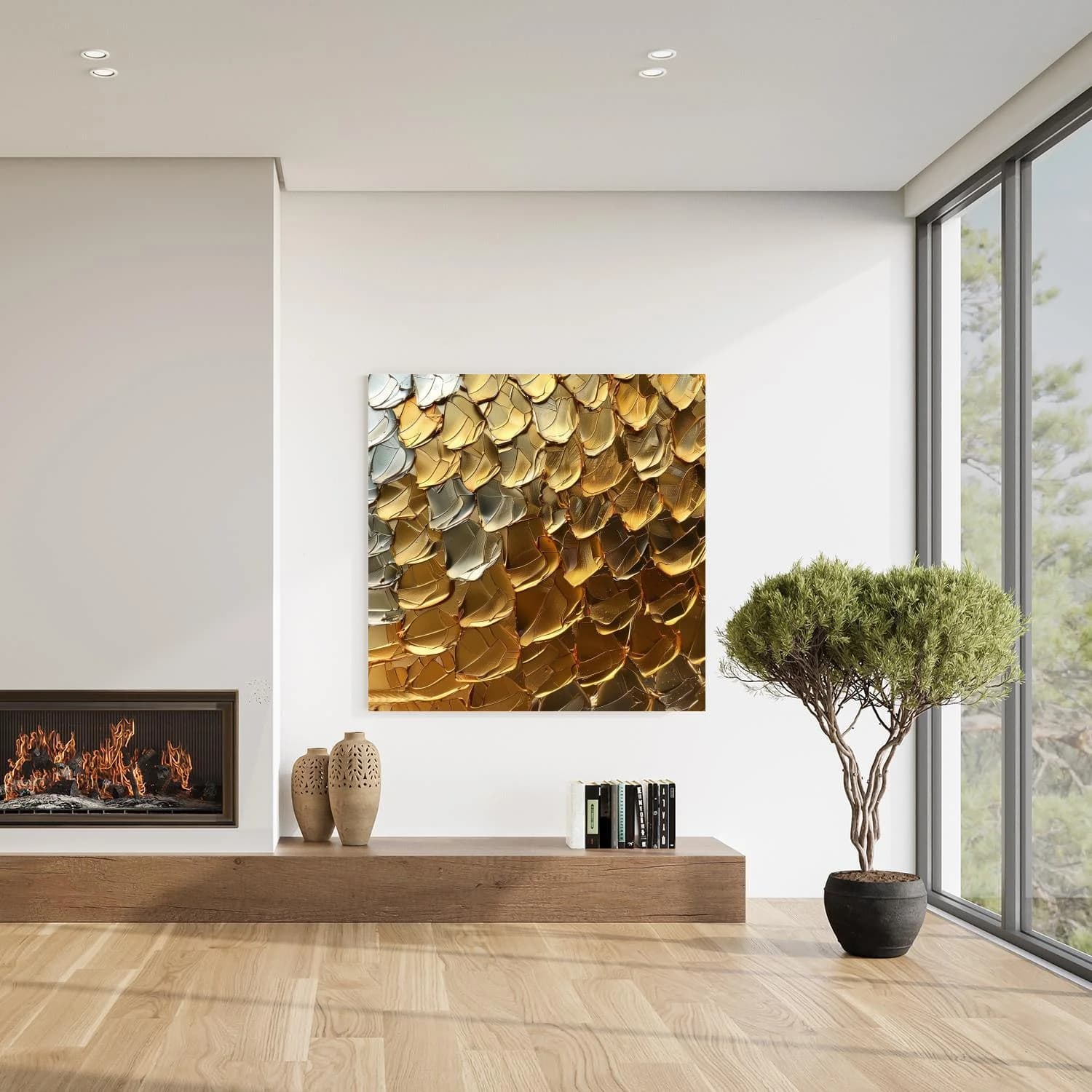 Acrylglasbild QUEENCE "Goldene Schlangenhaut"