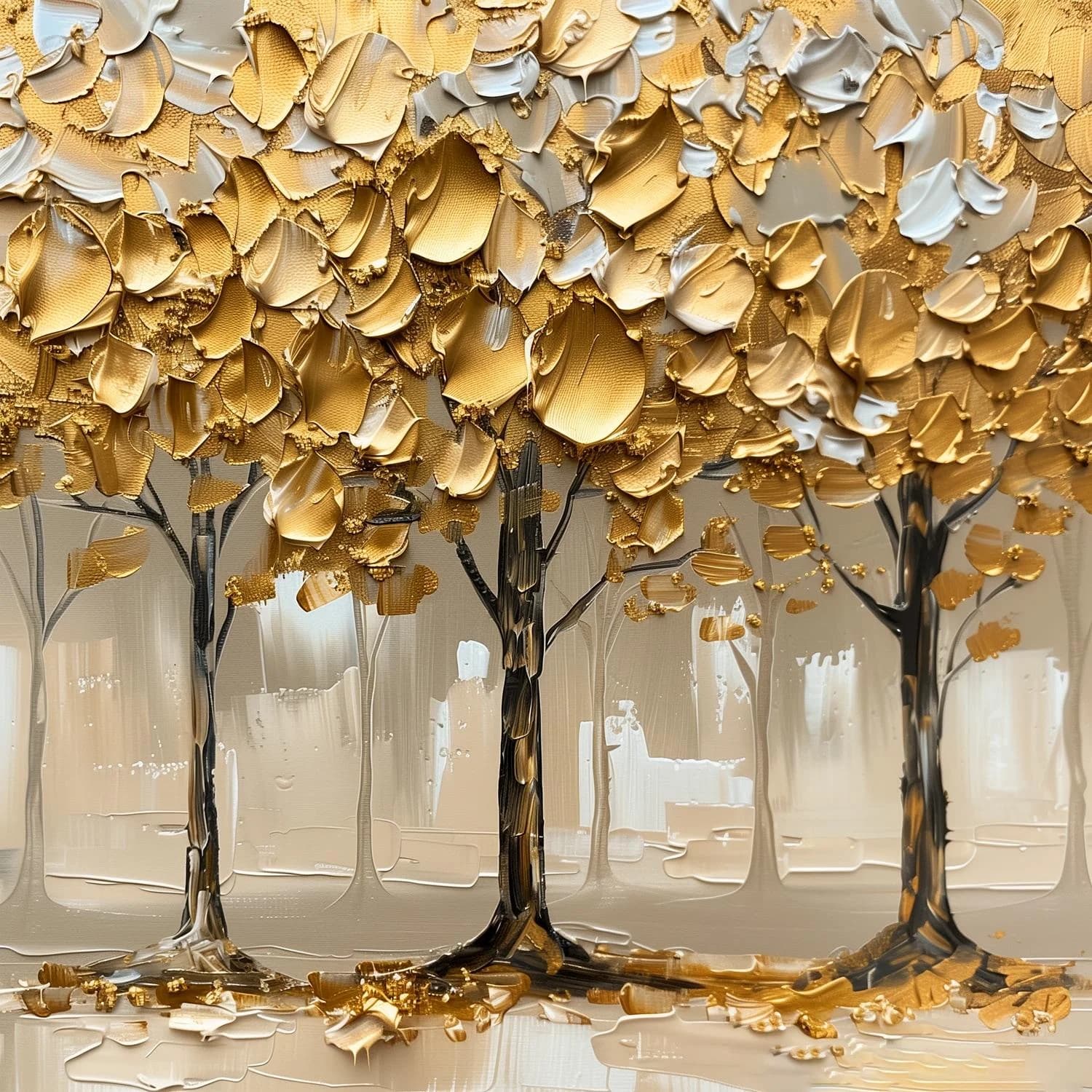Acrylglasbild QUEENCE "Goldener Wald"