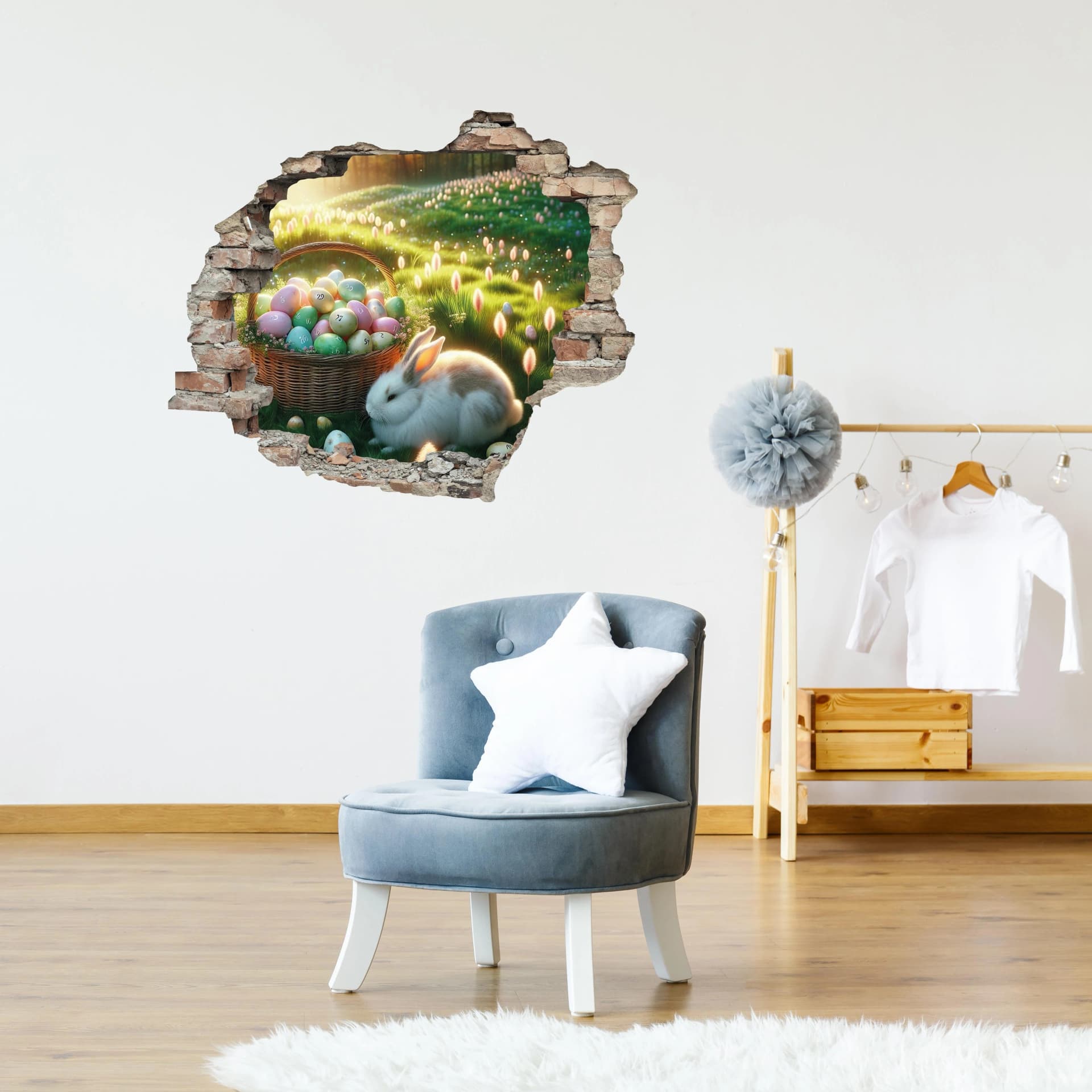 3D-Wandtattoo QUEENCE Osterhase und Osterkorb Bunt
