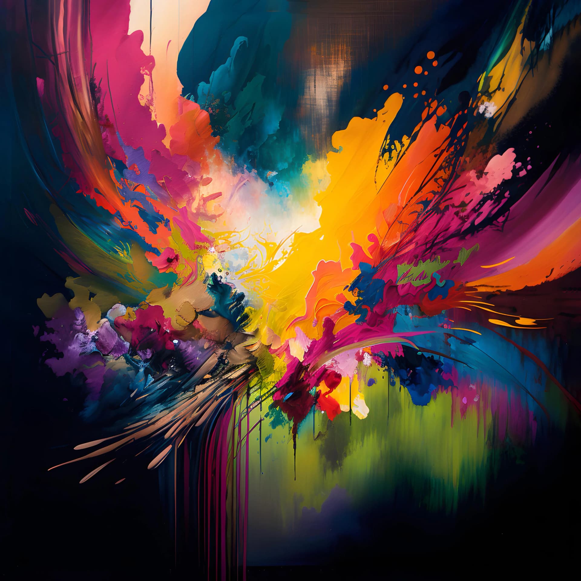 Leinwandbild Color Explosion by Nilo Pop-Art Leinen 90x90 cm