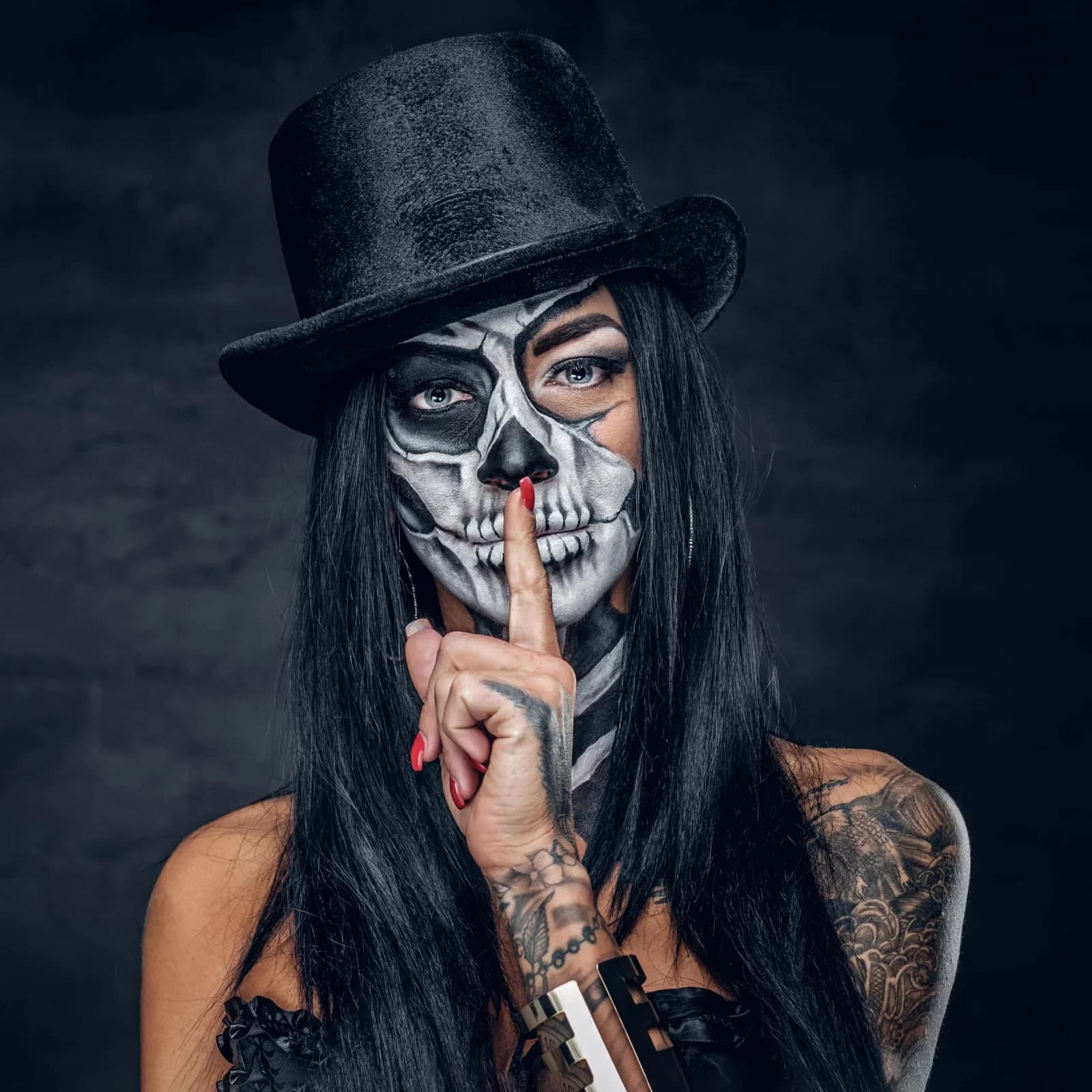 AFFENGEILEBILDER Leinwandbild La Catrina Pop-Art Schwarz/Weiß