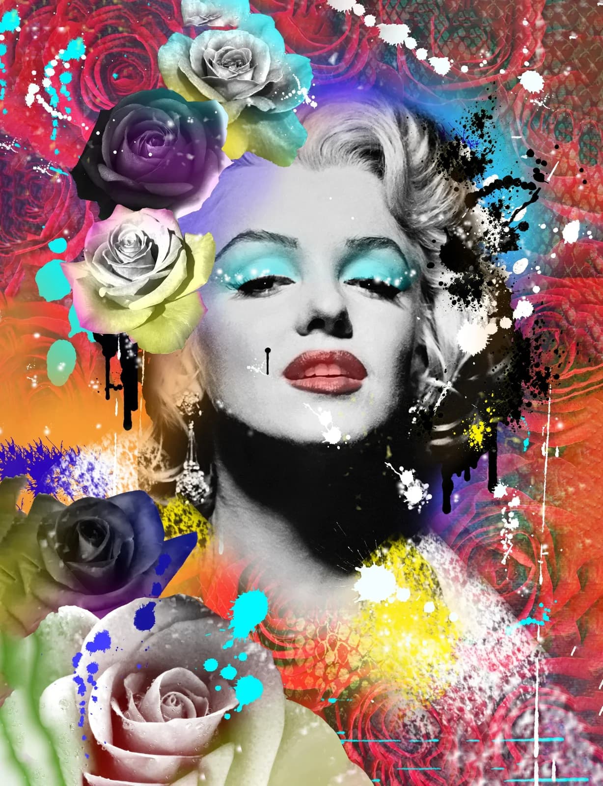Leinwandbild Marilyn Art Pop-Art Portrait Bunt auf Keilrahmen