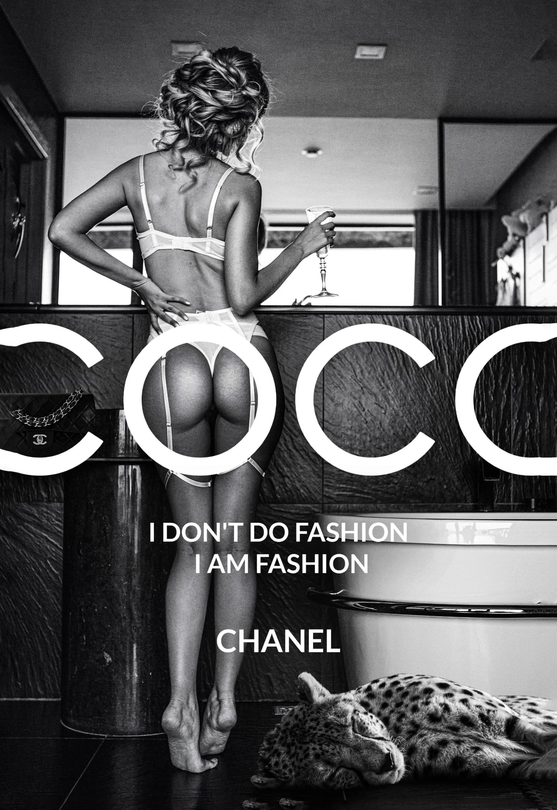 Leinwandbild Coco Fashion Pop-Art Grau Schwarz Weiß