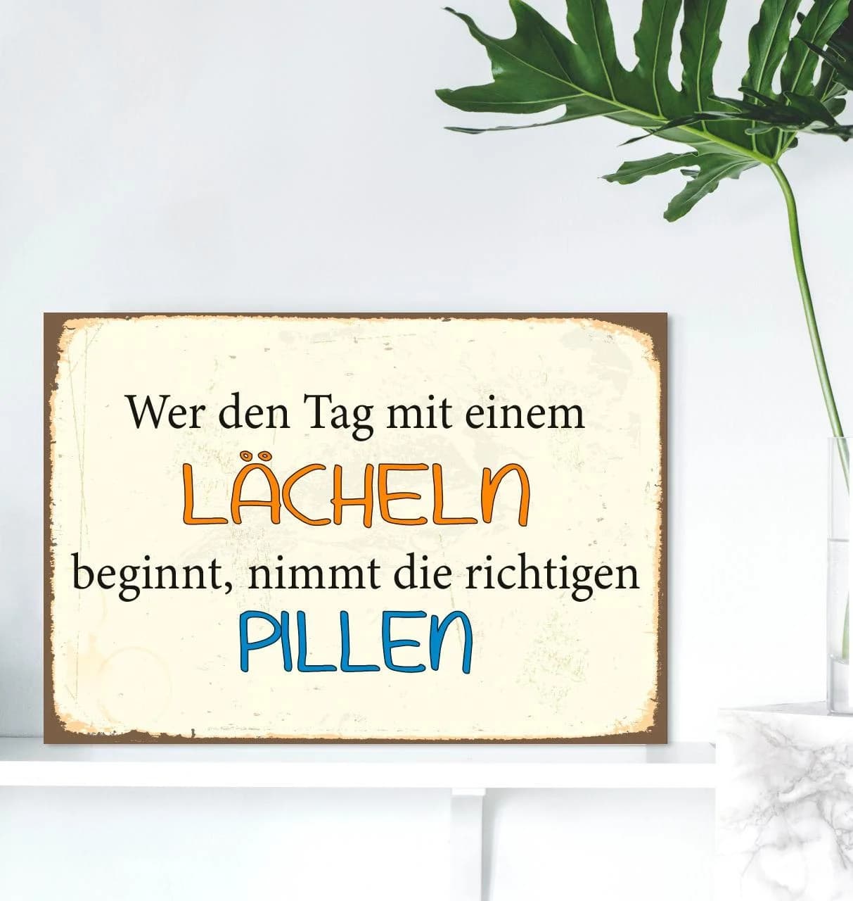 Metallbild QUEENCE Lachpillen Beige Vintage