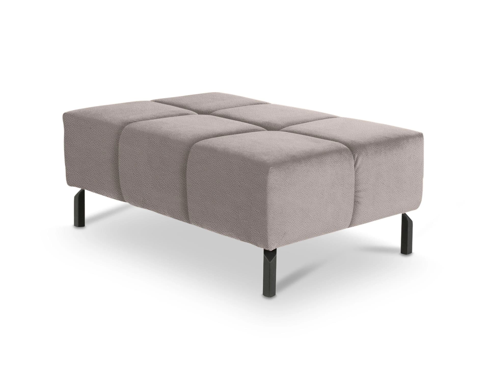 Hockerbank aus Leder, Metall, Eiche und Glas