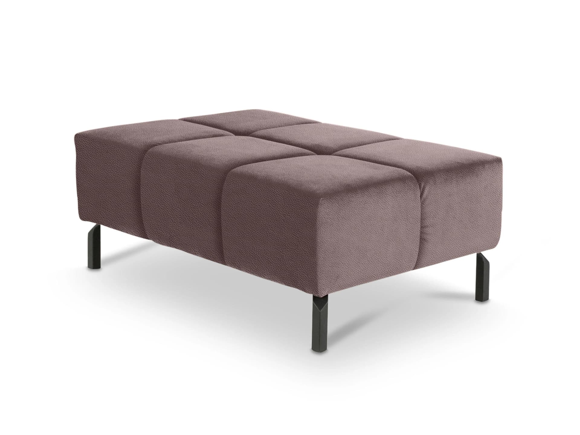 Hockerbank und Dielenschrank aus Leder, Metall, Eiche und Glas