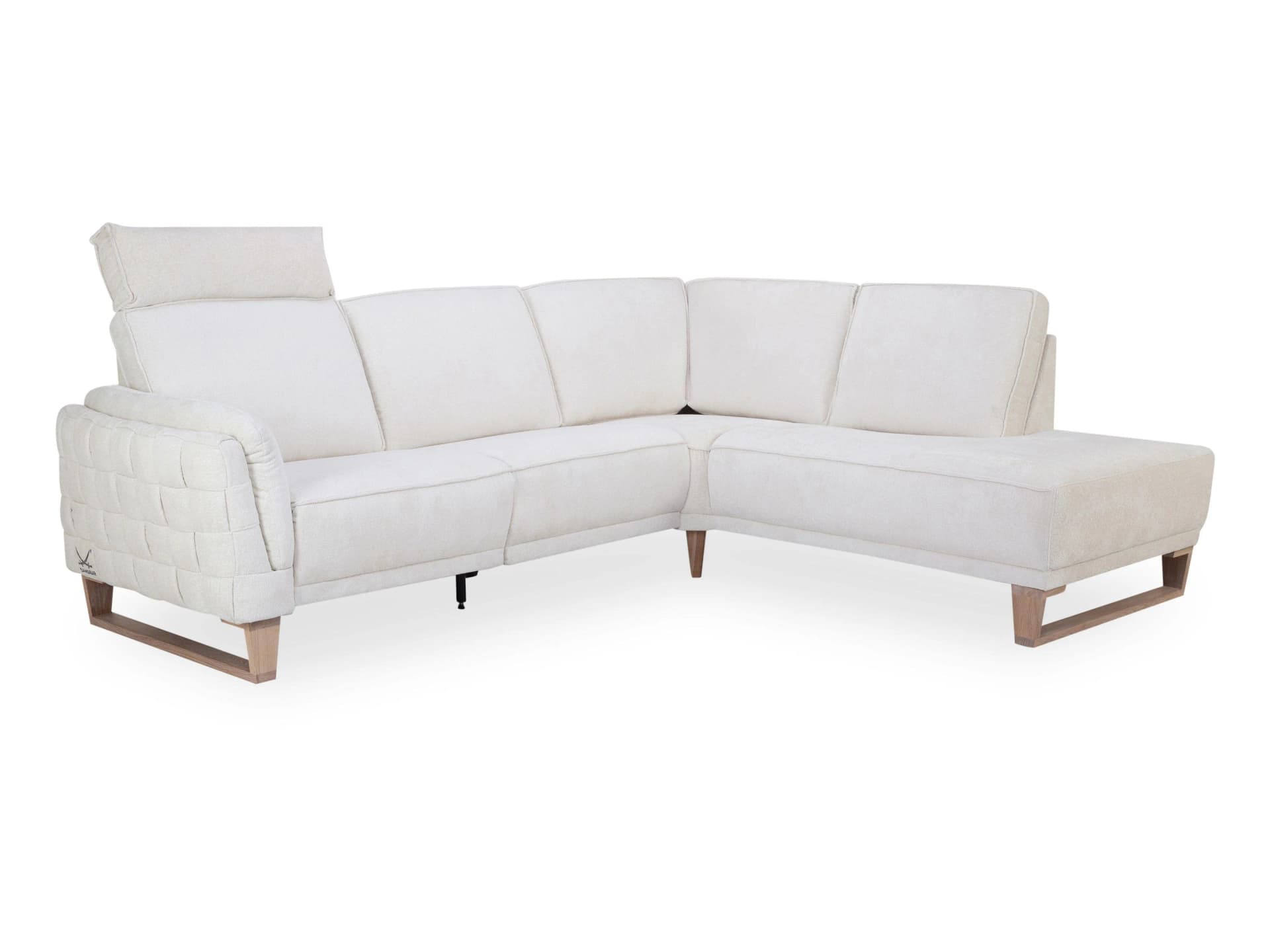 Sansibar Polsterecke SALTUM Ivory Stoff Relaxfunktion Eiche