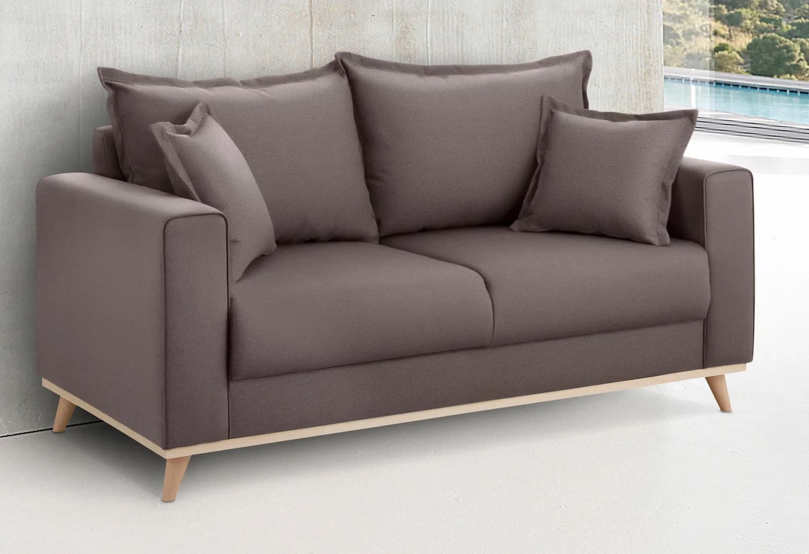 HOME AFFAIRE Edina 2-Sitzer Sofa Braun Skandinavisch