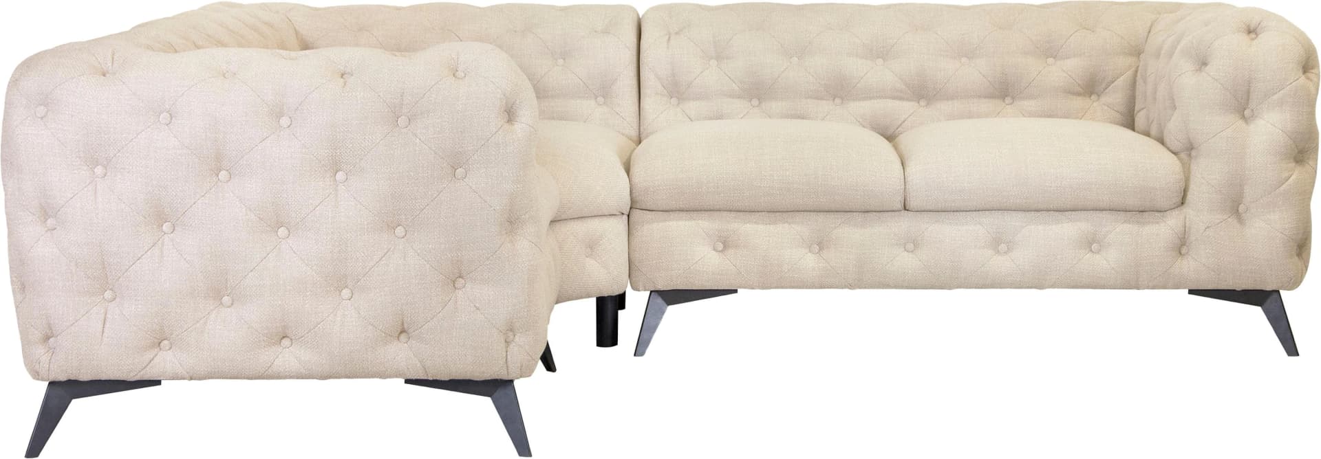 Home Affaire Ecksofa Glynis L-Form Chesterfield Creme Polyester