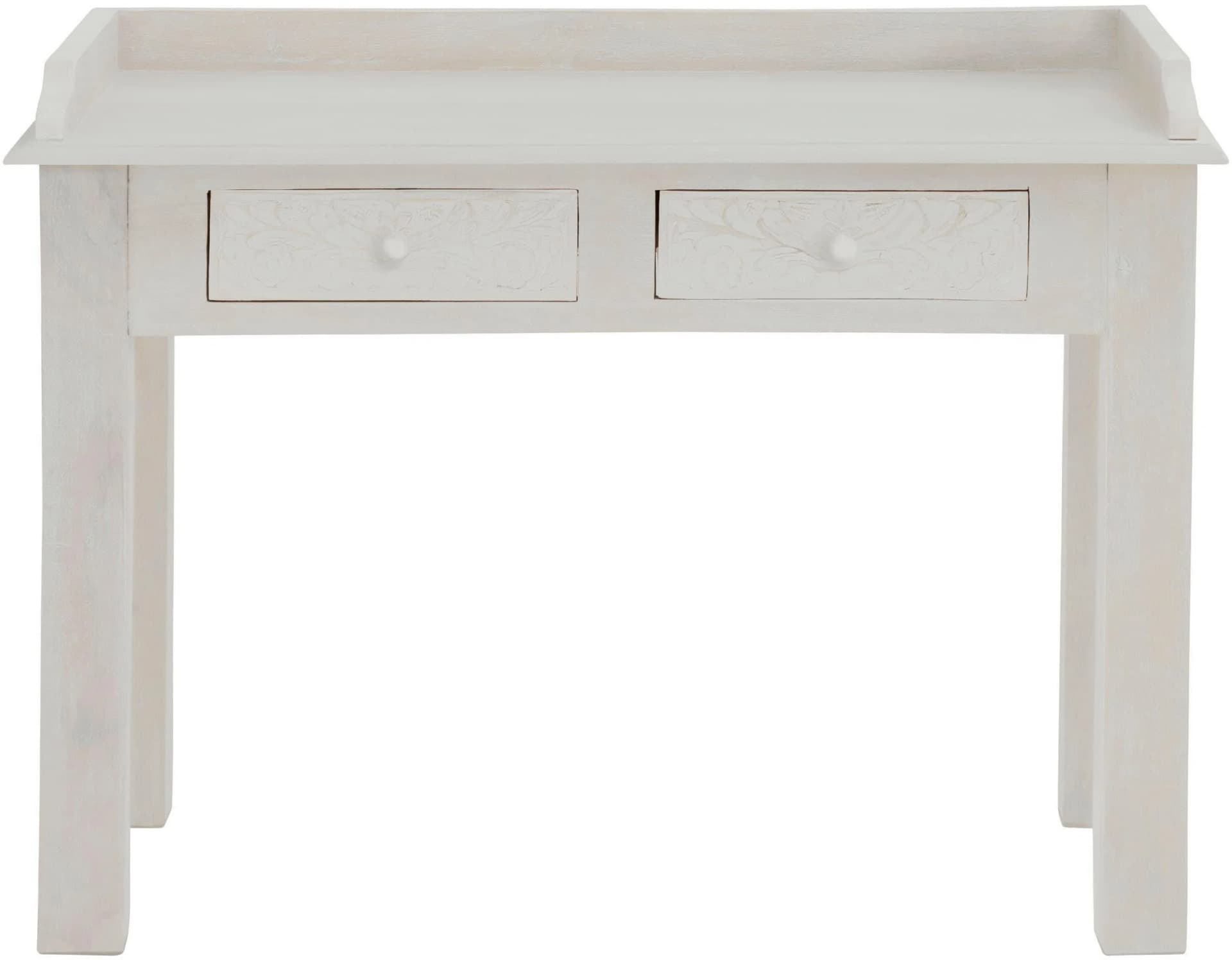 HOME AFFAIRE Schreibtisch Lavin Beige Mango-Massivholz mit Schubladen