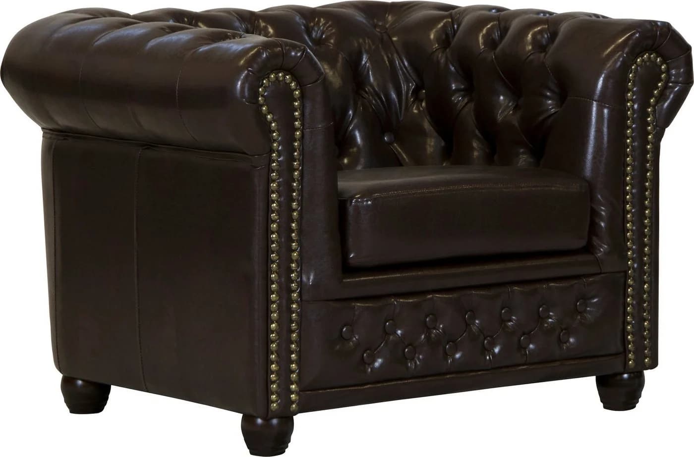 HOME AFFAIRE Chesterfield-Sessel Rysum Dunkelbraun Microfaser Lederoptik