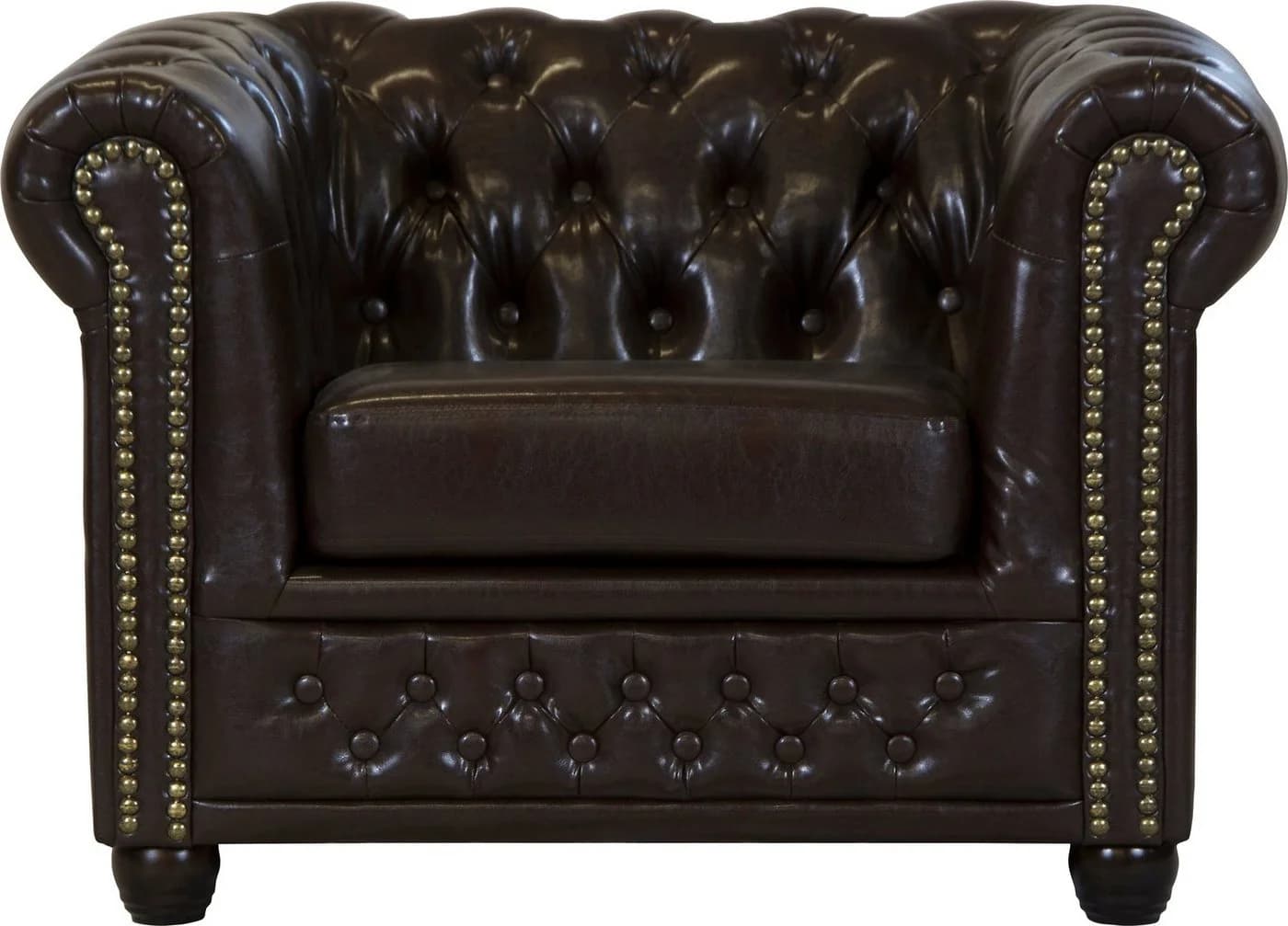 HOME AFFAIRE Chesterfield-Sessel Rysum Dunkelbraun Microfaser Lederoptik - Bild 3