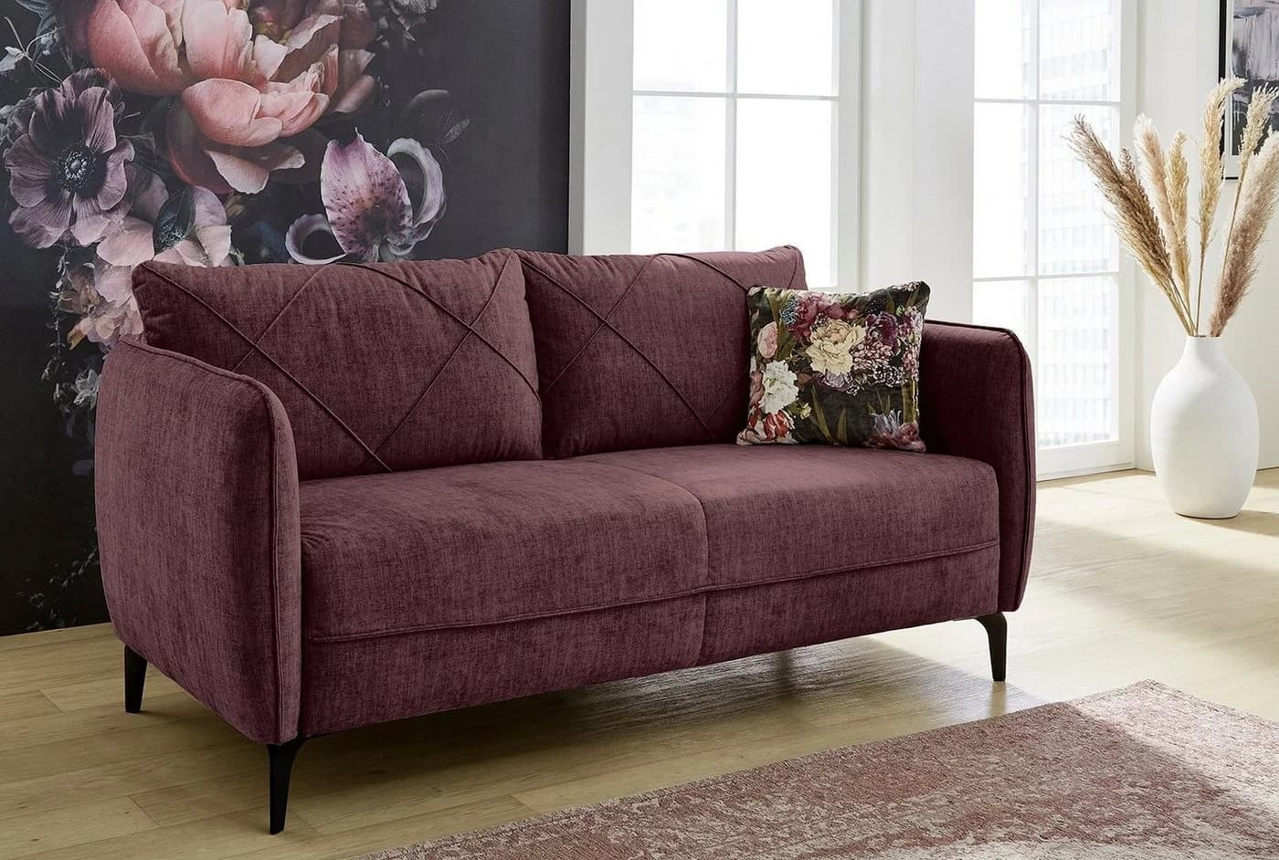 Jockenhöfer Gruppe Novara 2,5-Sitzer Sofa Aubergine Retro - Bild 2