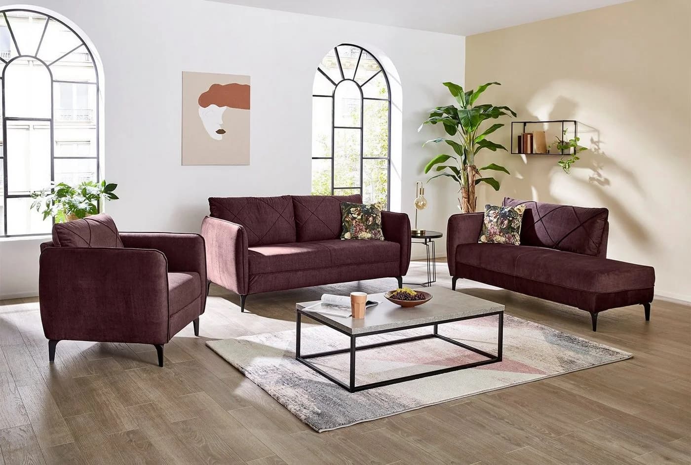 Jockenhöfer Gruppe Novara 2,5-Sitzer Sofa Aubergine Retro - Bild 4