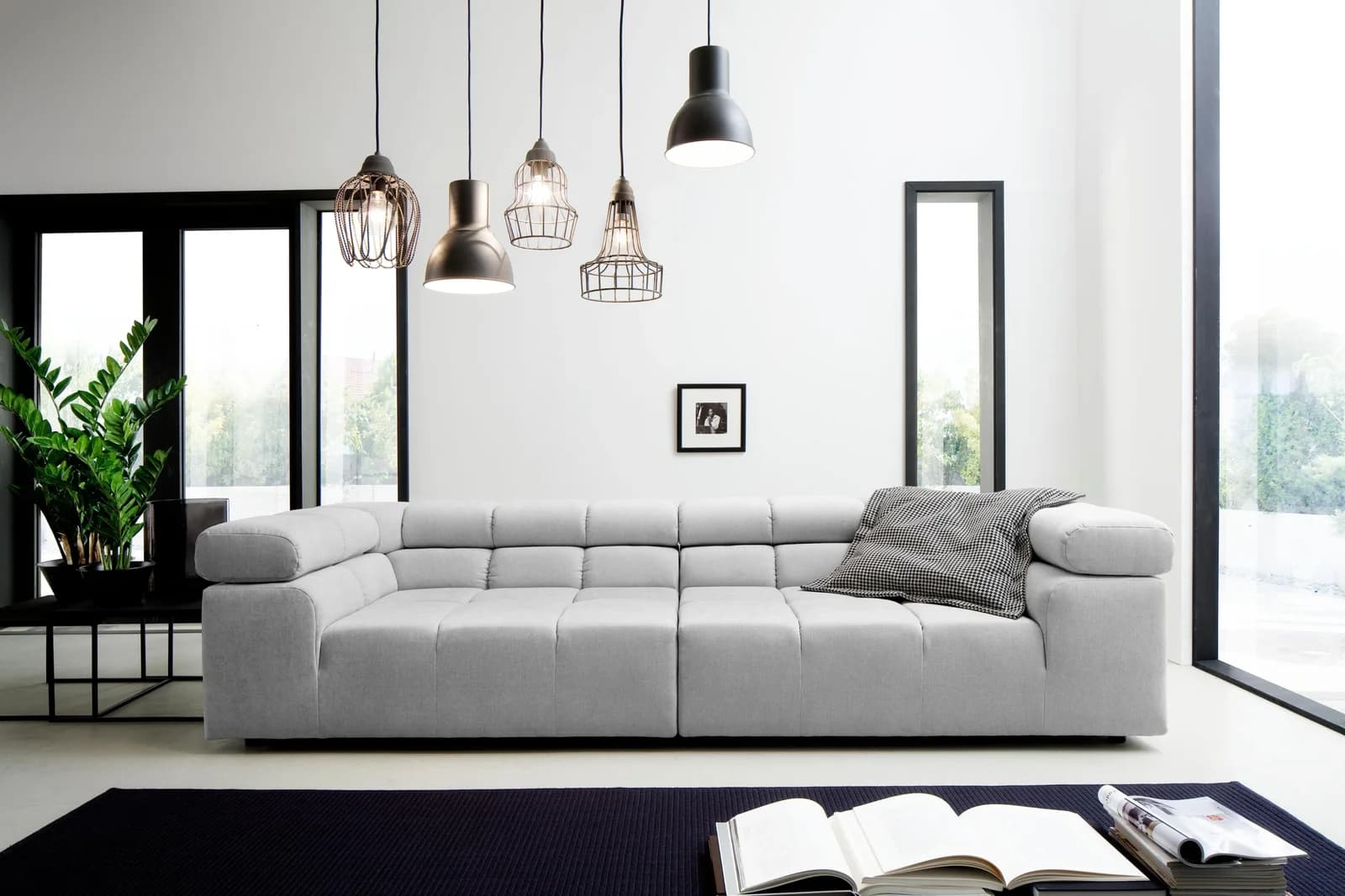 Home Affaire Big-Sofa Ancona Modern Grau mit verstellbaren Kopfstützen