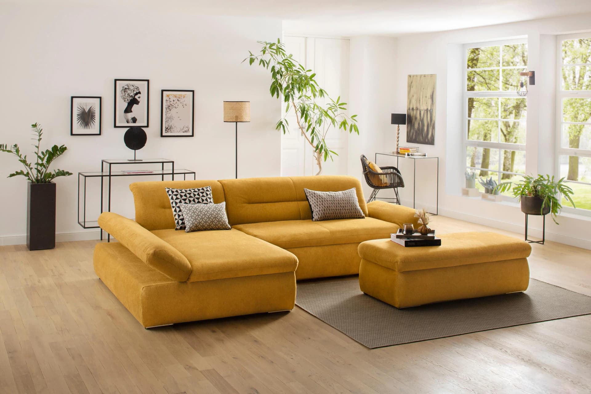 HOME AFFAIRE Polsterhocker Avesa Senfgelb mit Stauraum