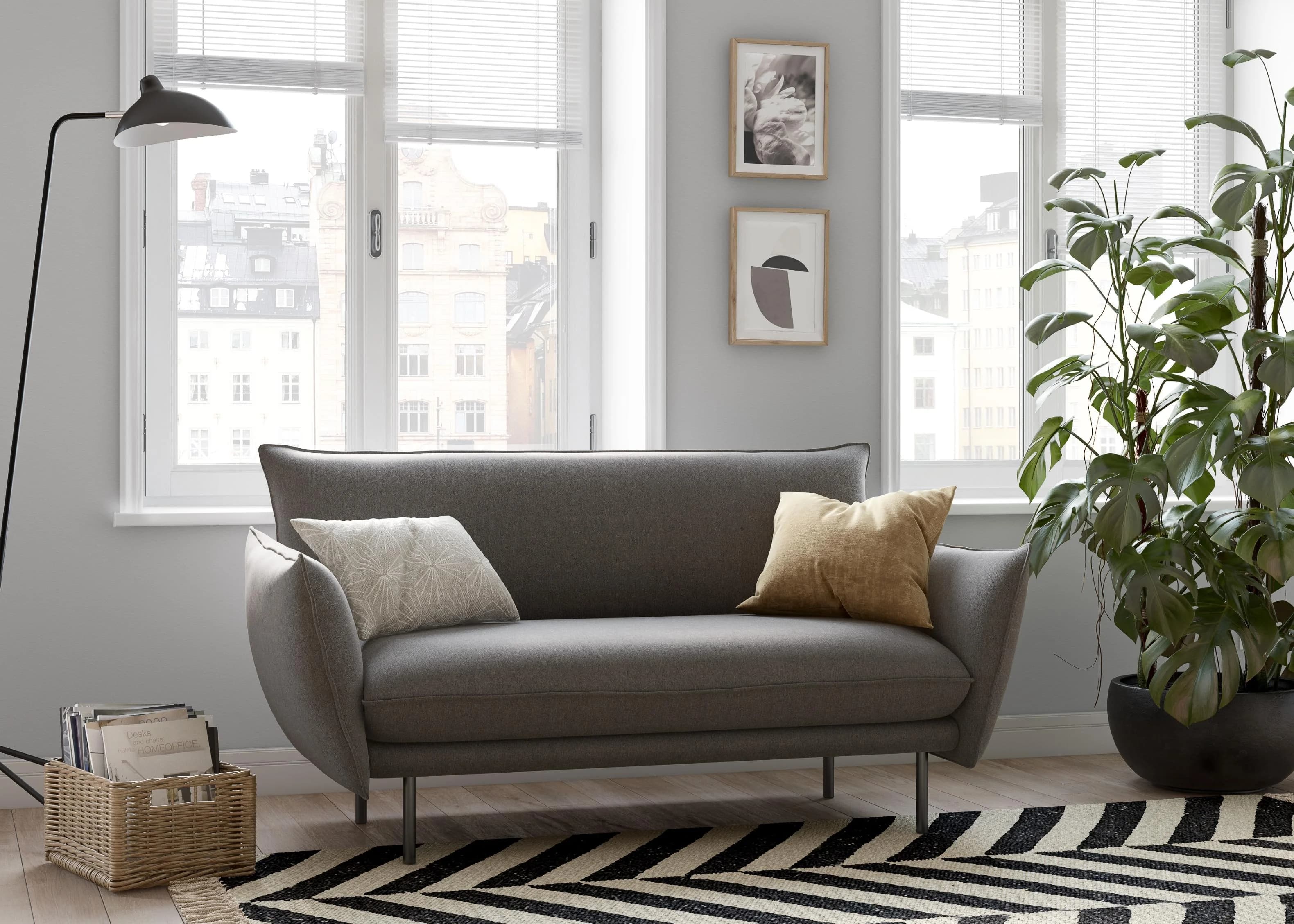 OTTO HOME Stine 2-Sitzer Sofa Grau Kissenoptik