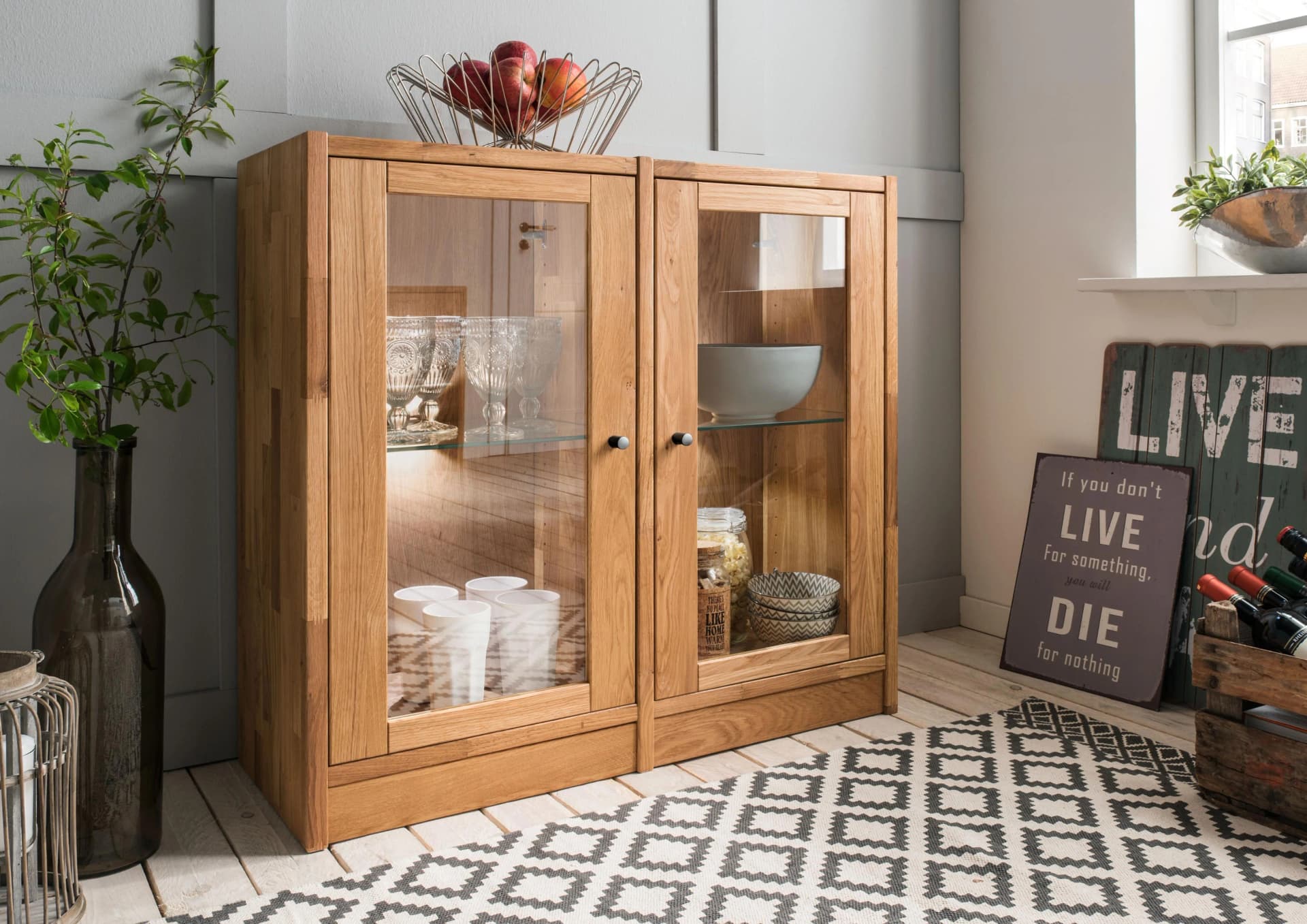Standvitrine HOME AFFAIRE "Ecko" Wildeiche