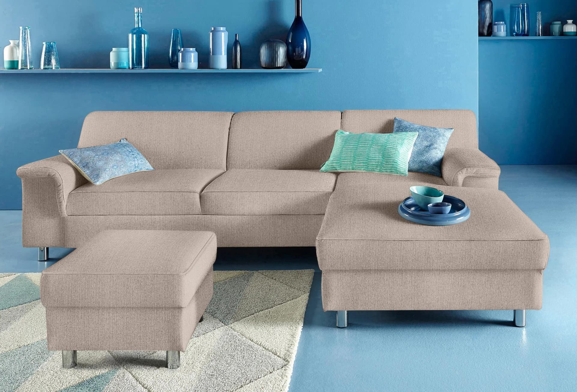 DOMO COLLECTION Ecksofa Jamie L-Form mit Bettfunktion Beige