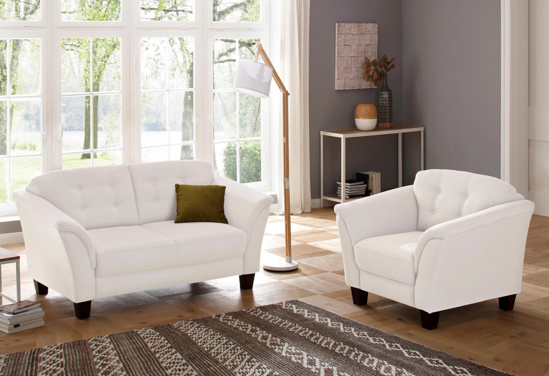 HOME AFFAIRE Sessel Trondheim Beige Federkern Holzfüße