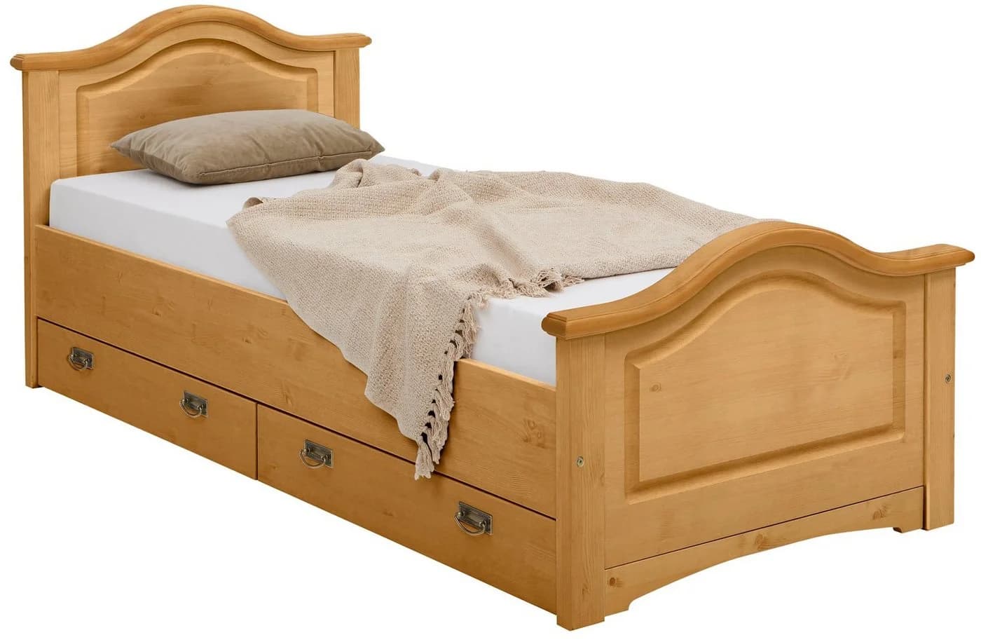OTTO HOME Massivholzbett Konrad Beige Natur Stauraum Landhausstil