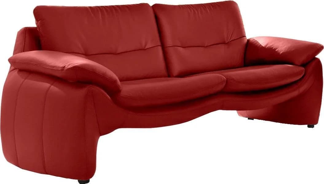 PLACES OF STYLE Luna 3-Sitzer Sofa Rot Naturleder