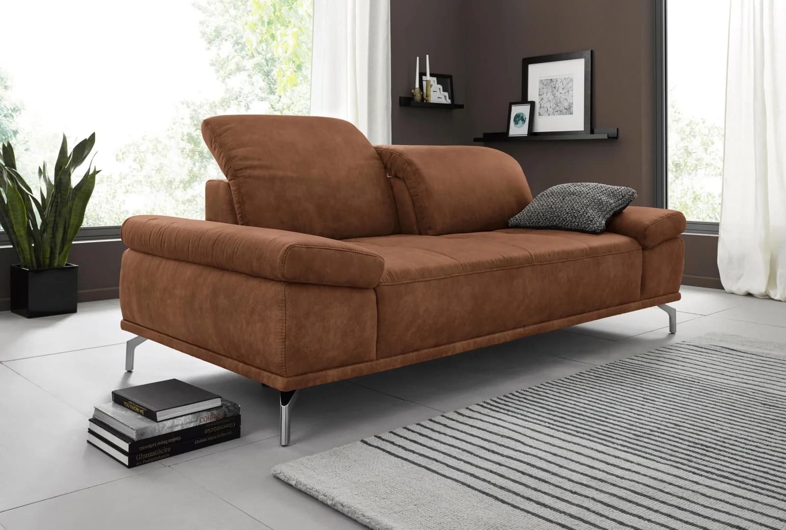 HOME AFFAIRE Caluna 3-Sitzer Sofa Cognac Microfaser