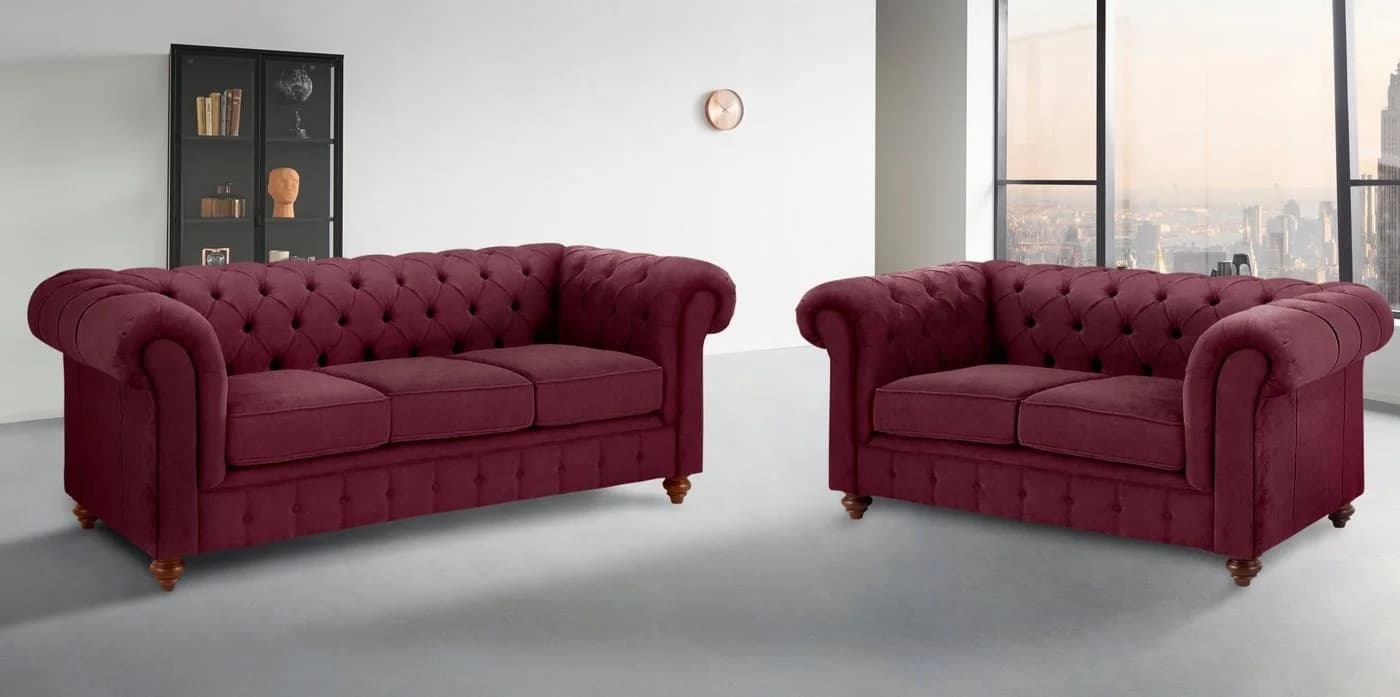 Home Affaire Chesterfield Sitzgruppe Rot 2- und 3-Sitzer Knopfheftung - Bild 5