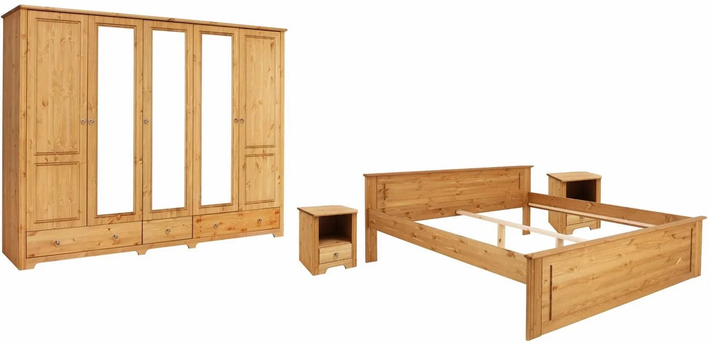 OTTO HOME Hugo Schlafzimmer-Set 4-tlg. Beige Massivholz