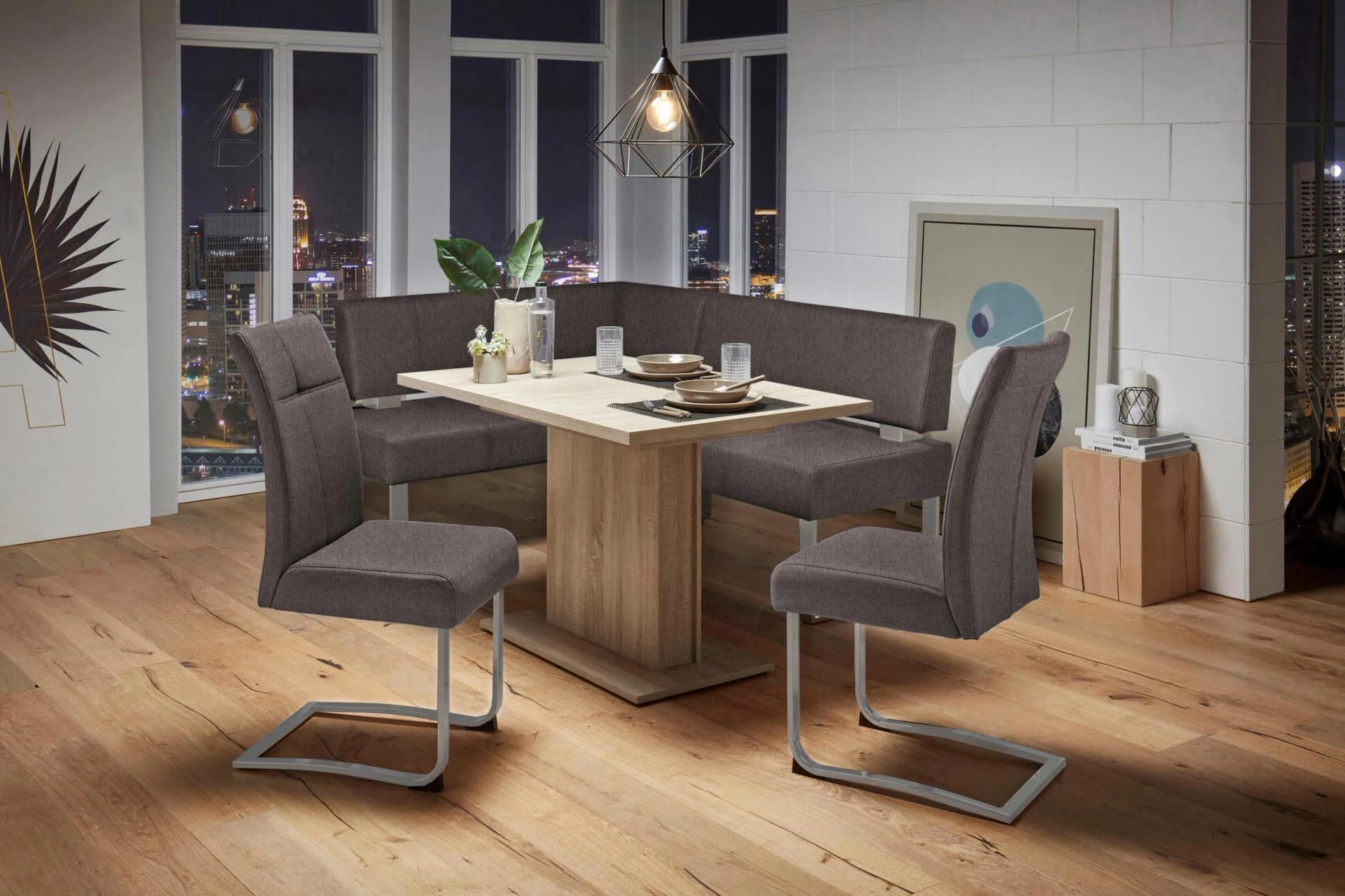 OTTO HOME Eckbank Rab Braun Silber 180cm Polyester