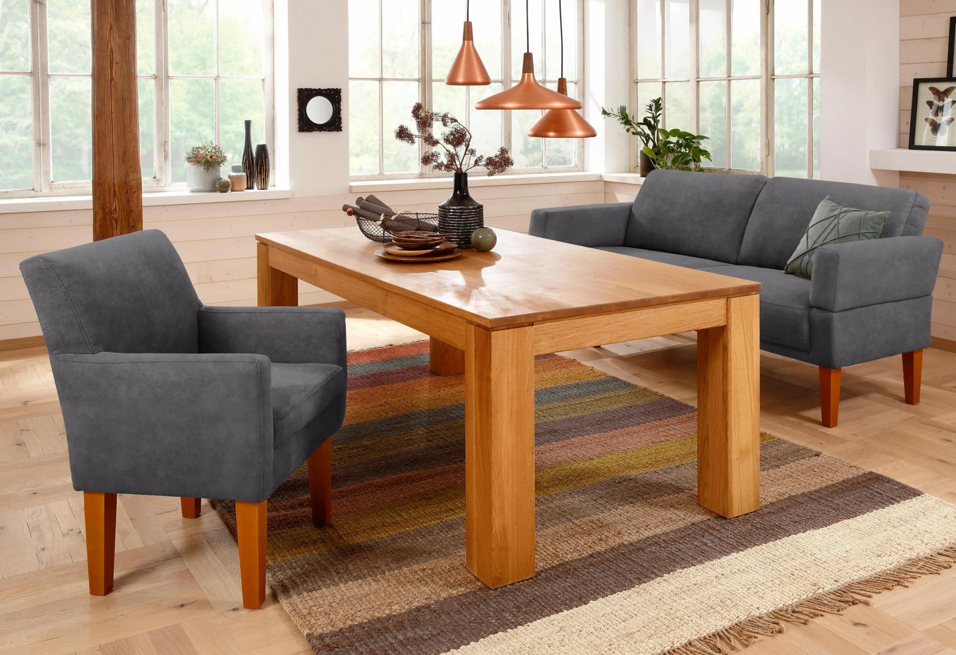 Home Affaire Sofa Fehmarn Anthrazit Luxus Microfaser 2,5-Sitzer