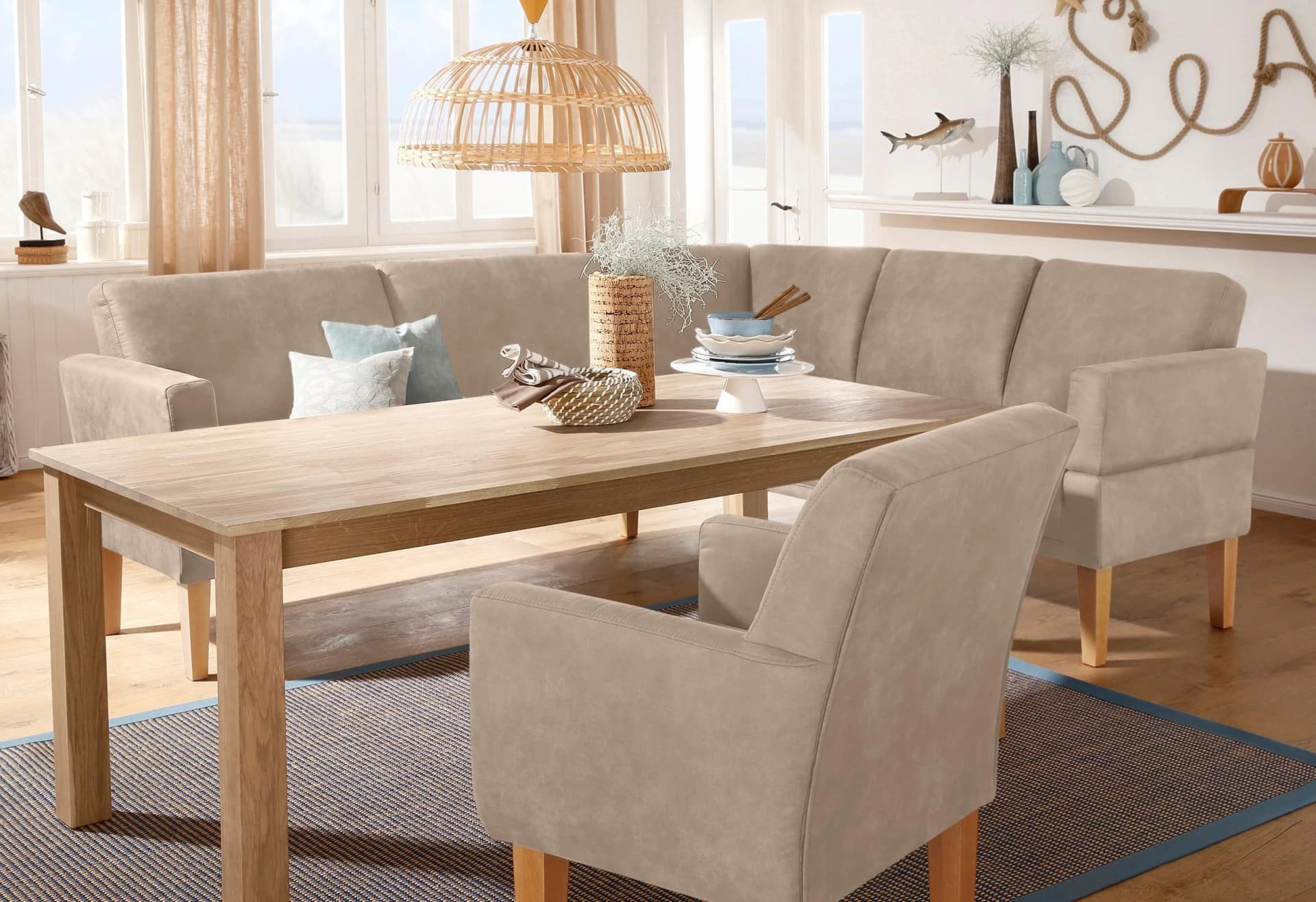 HOME AFFAIRE Eckbank Fehmarn Beige Luxus-Microfaser