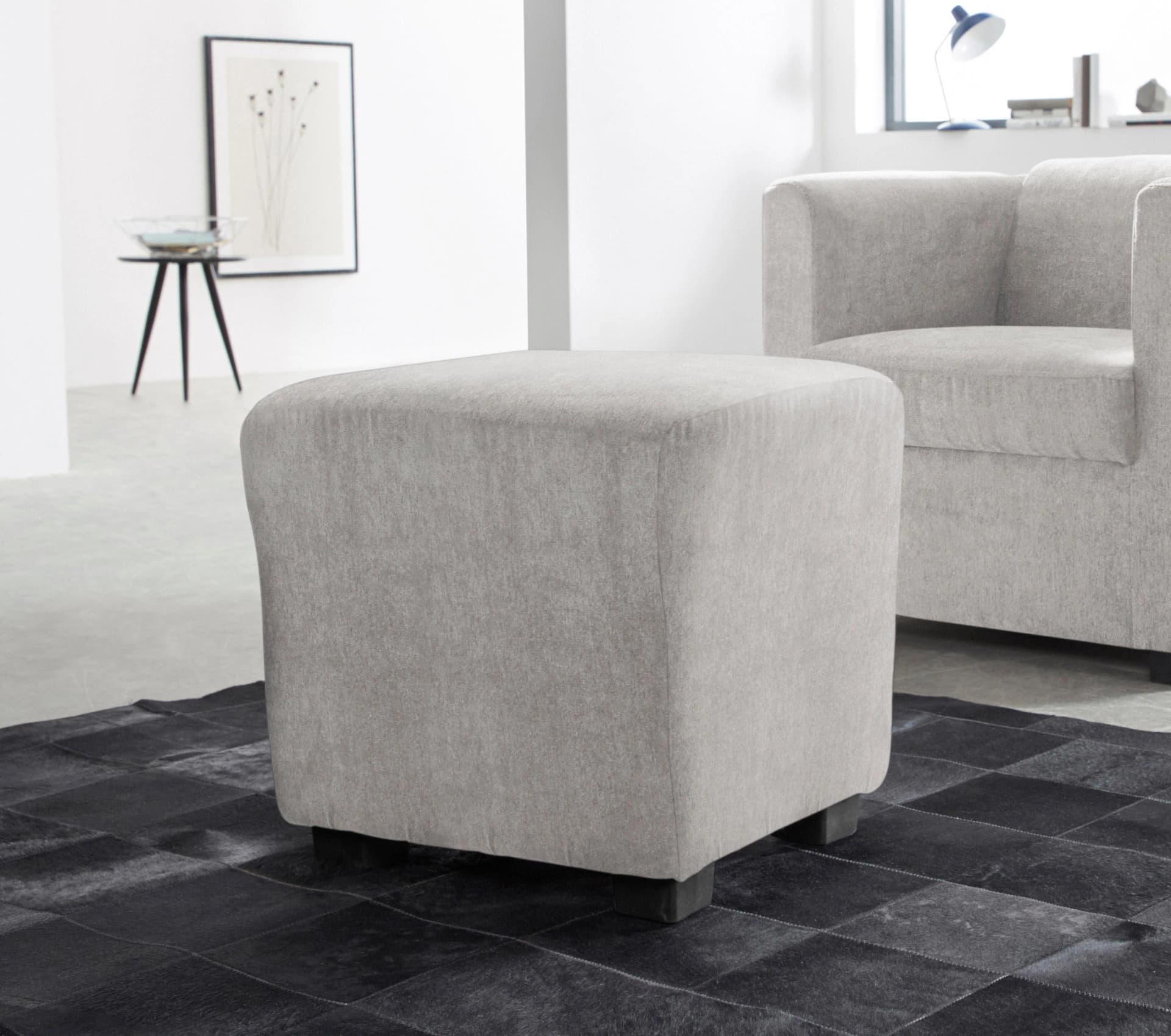 Home Affaire Hocker Bob Silber Luxus-Microfaser Polsterhocker