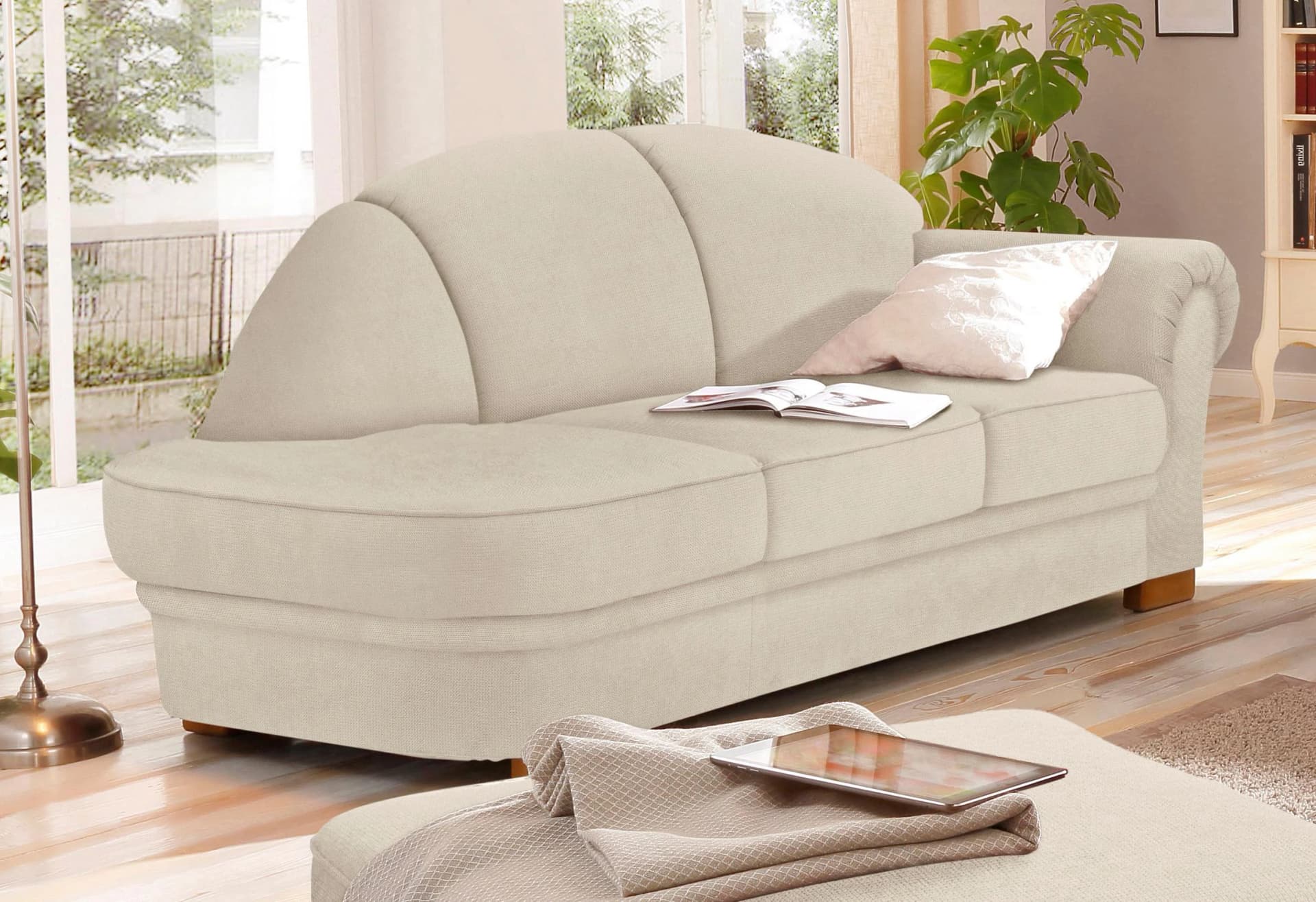 HOME AFFAIRE Recamiere Amrum Beige Landhaus-Stil mit Federkern