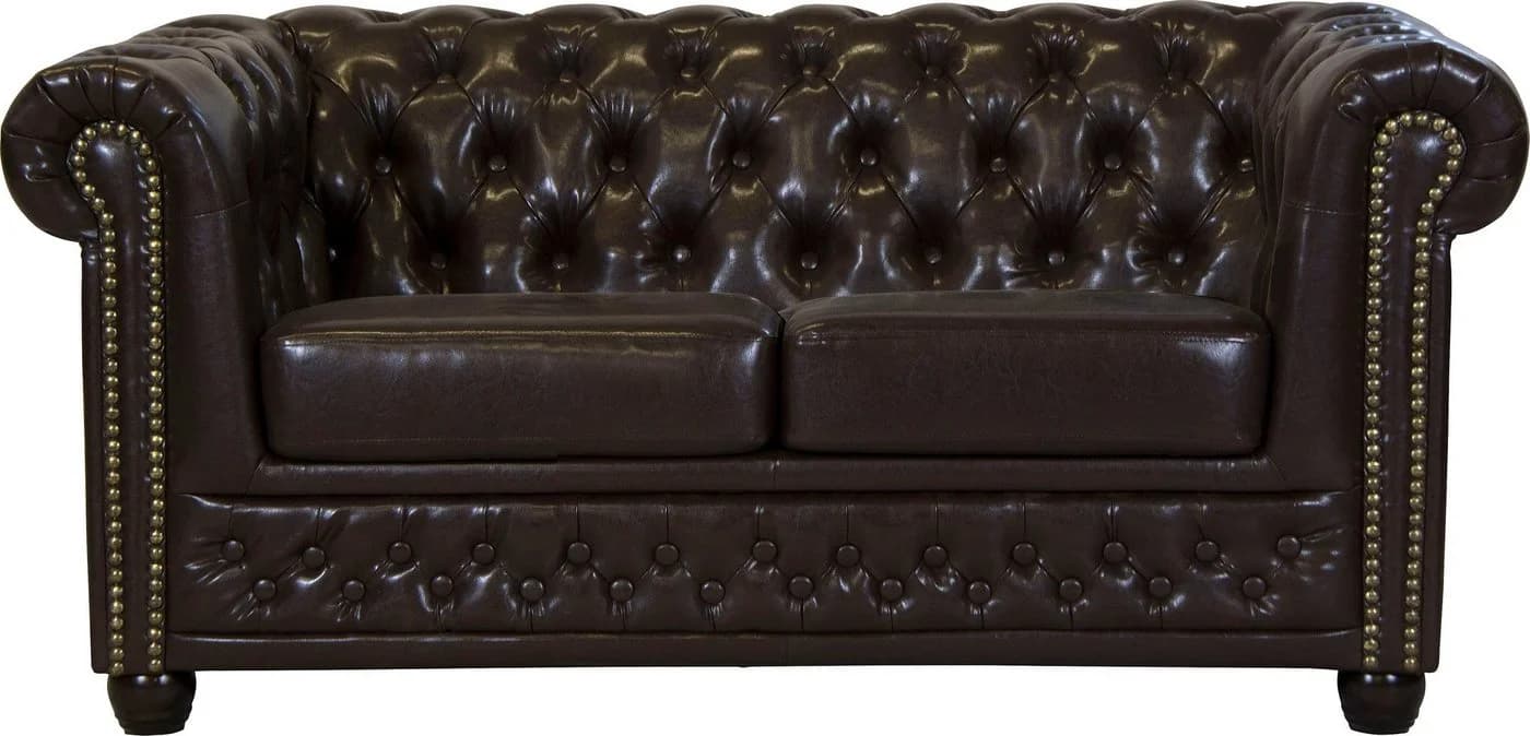 HOME AFFAIRE Chesterfield-Sofa Rysum Dunkelbraun Microfaser Lederoptik - Bild 2
