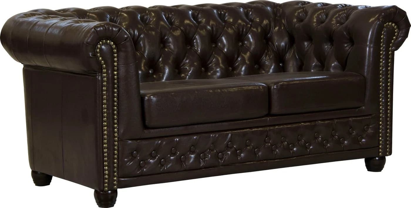 HOME AFFAIRE Chesterfield-Sofa Rysum Dunkelbraun Microfaser Lederoptik - Bild 3