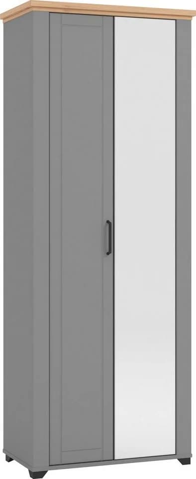 HOME AFFAIRE Garderobenschrank Valencia Grau mat mit Spiegel