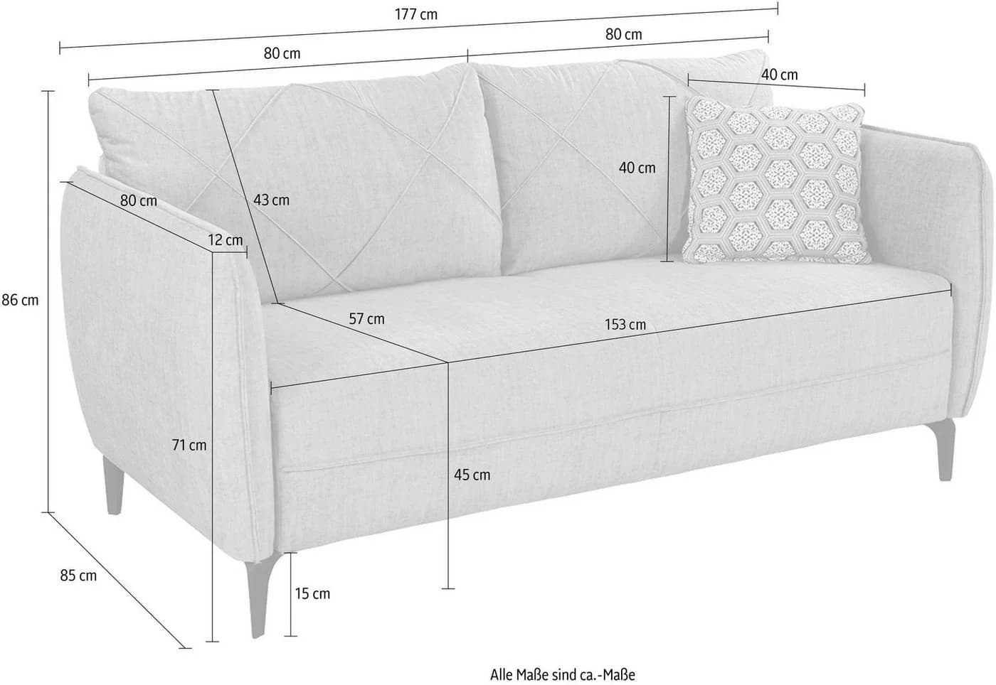Jockenhöfer Sofa Novara 2,5-Sitzer Dunkelgrün Retro Velours - Bild 3